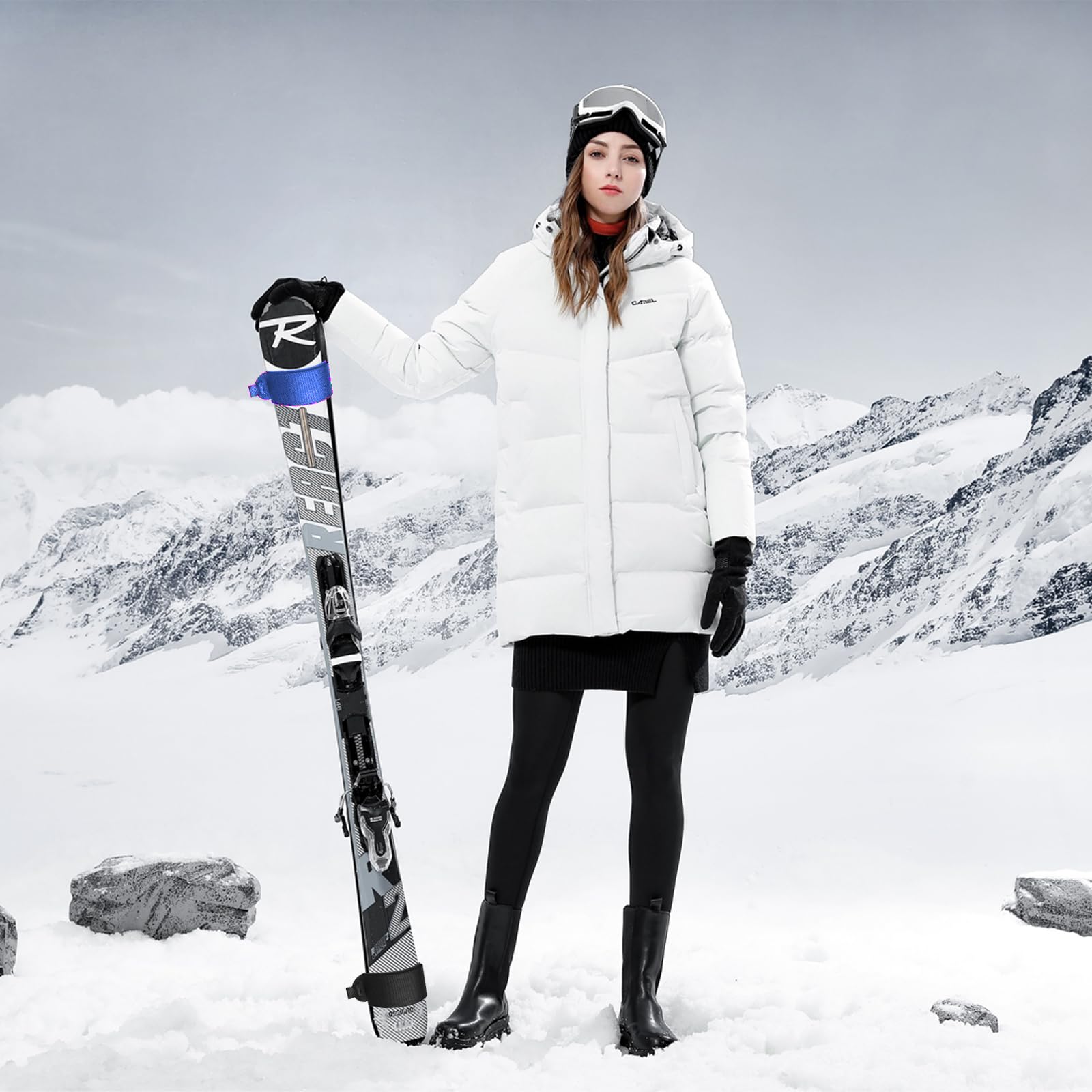 8 Pezzi Cinghie da Sci, Fascette per Sci Regolabile, Ski Straps, Cinghie per sci in EVA, per Tavole Bastoncini Sci Sport Invernali