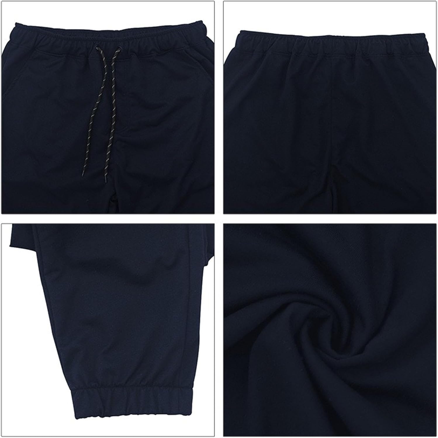 Men's Elastic Waist Breathable Workout Pants Casual Stretch Athletic Trousers Solid Drawstring Outdoor Pants