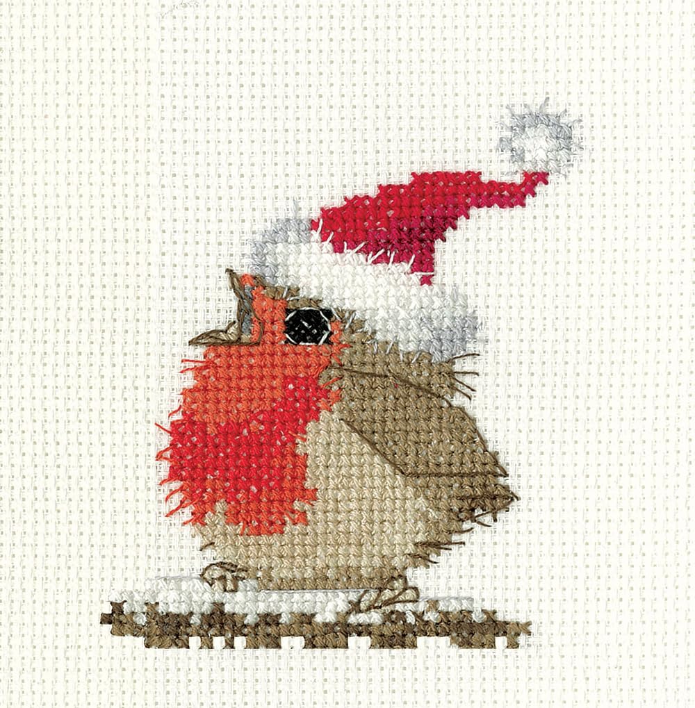 Heritage Crafts Cross Stitch Kit -  Festive Rowan Robin, Christmas