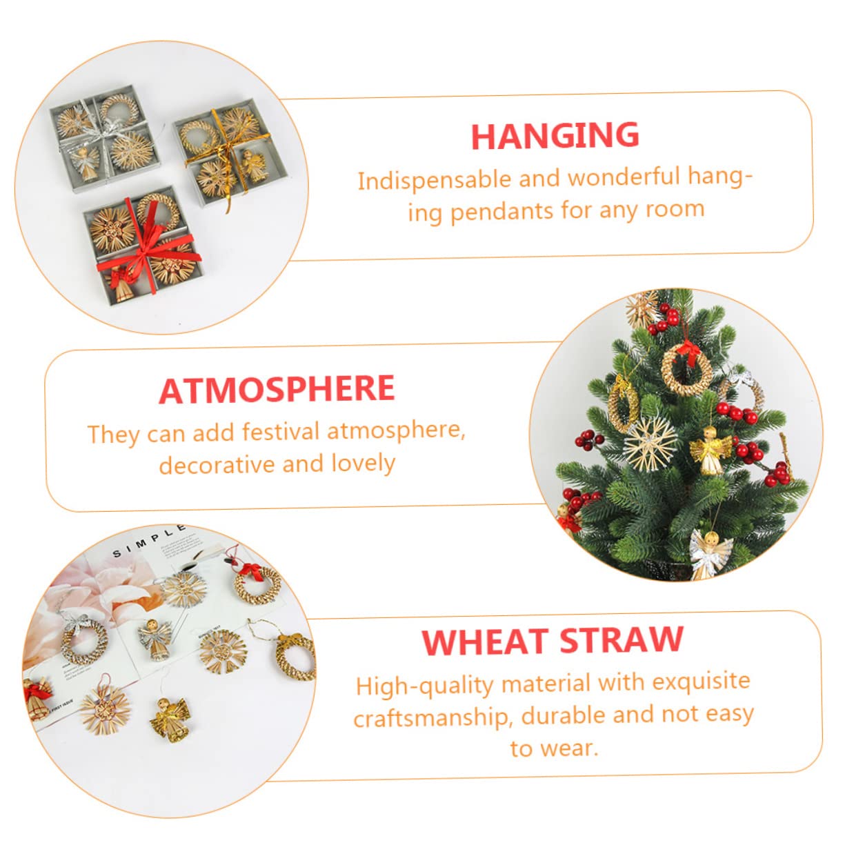 OUNONA 12sätze Teiliges Weihnachtsdeko Aus Festliche Für Weihnachtsbaum Edle Weihnachts-Pendants Für Stimmungsvolle Raumgestaltung