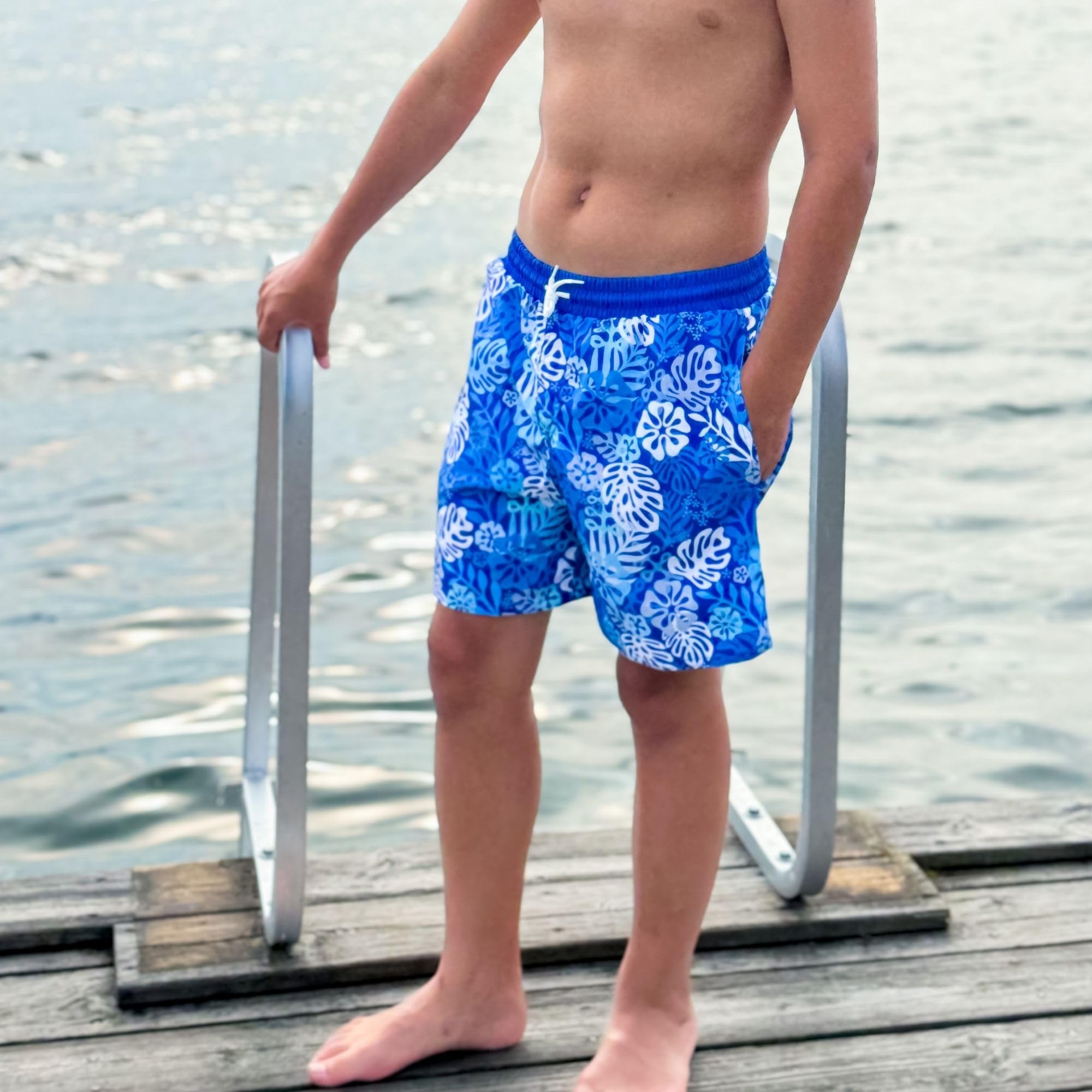 BIG ELEPHANT Lot de 2 Shorts de Bain Garçon avec Doublure Compressive, Protection UV UPF 50+, Maillot de Bain Séchage Rapide
