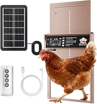 Automatic Chicken Coop Door Solar Powered, 4 Modes Automatic Chicken Door Solar, Anti-Pinch & Weather Proof Coop Door with Remote Control