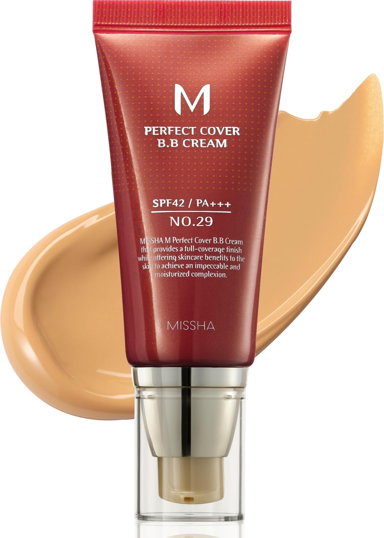 MISSHAM Perfect Cover BB Cream No.29 Caramel Beige - Medium/Tan with Warm Undertone SPF 42 PA +++ 1.69 Fl Oz - Tinted Moisturizer with SPF