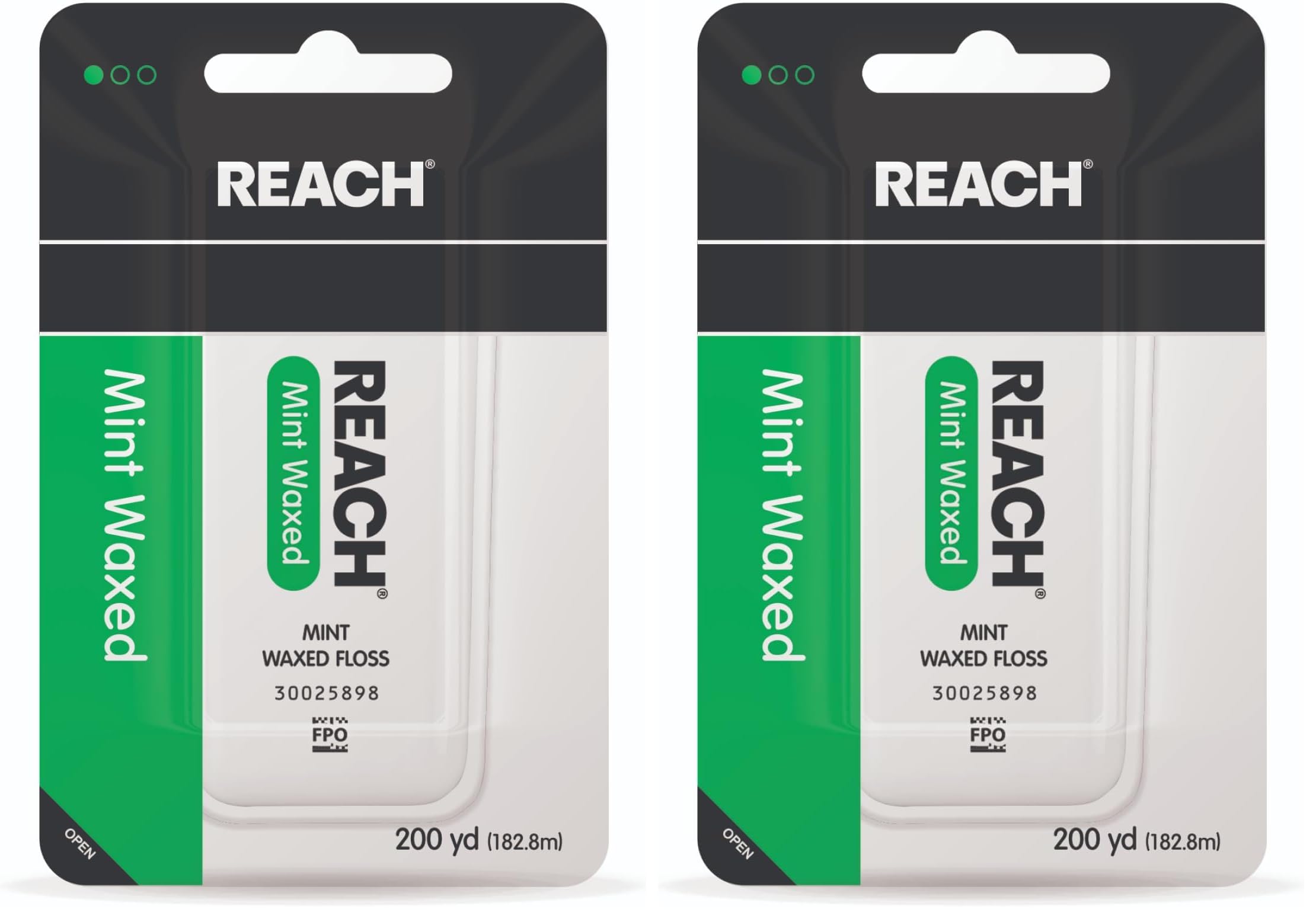 ReachWaxed Dental Floss | Effective Plaque Removal, Extra Wide Cleaning Surface | Shred Resistance & Tension, Slides Smoothly & Easily, PFAS Free | Mint Flavored, 200 Yards, 2 Pack
