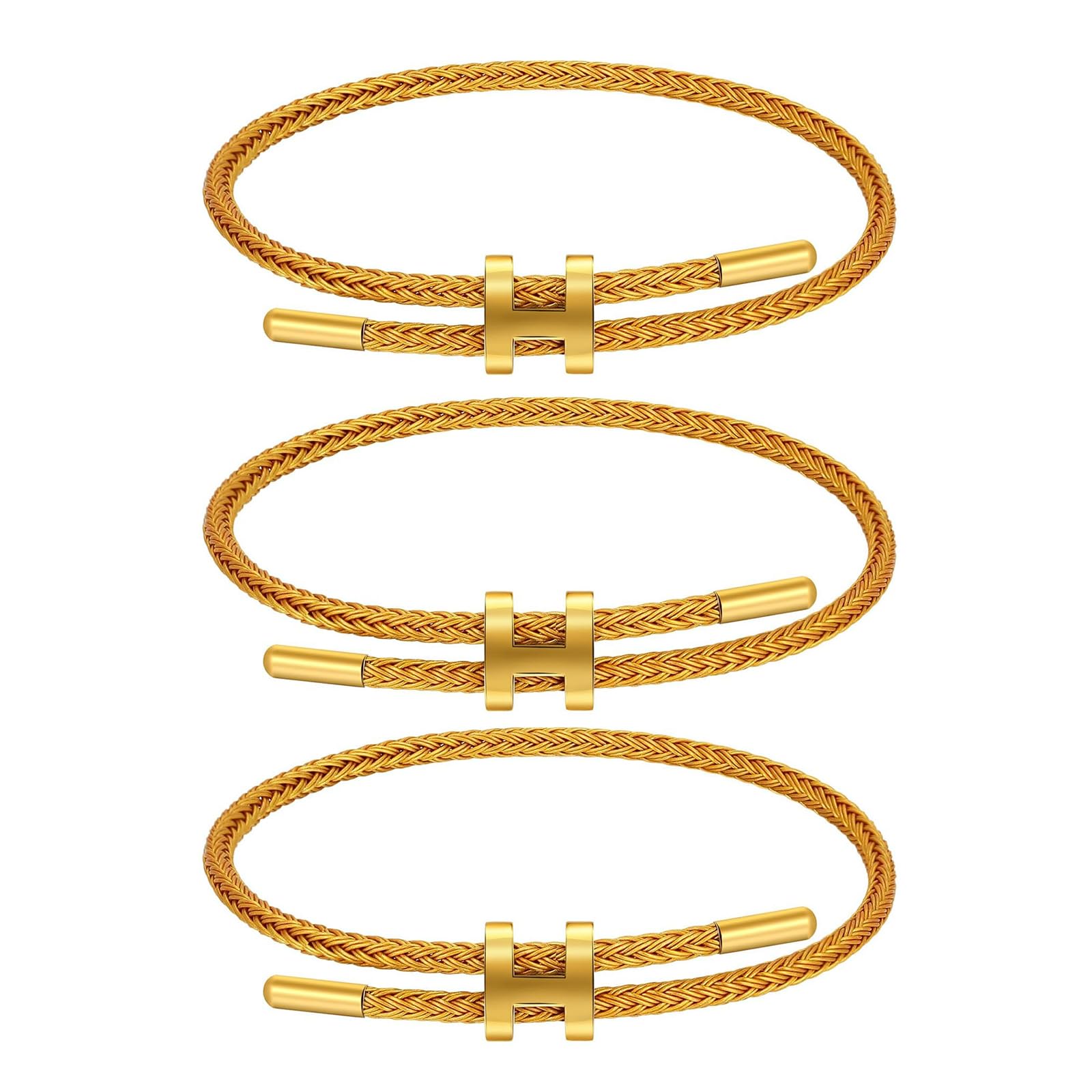 AIMADE Adjustable Charm Bracelet for Women, 18K Gold Plated Titanium Steel