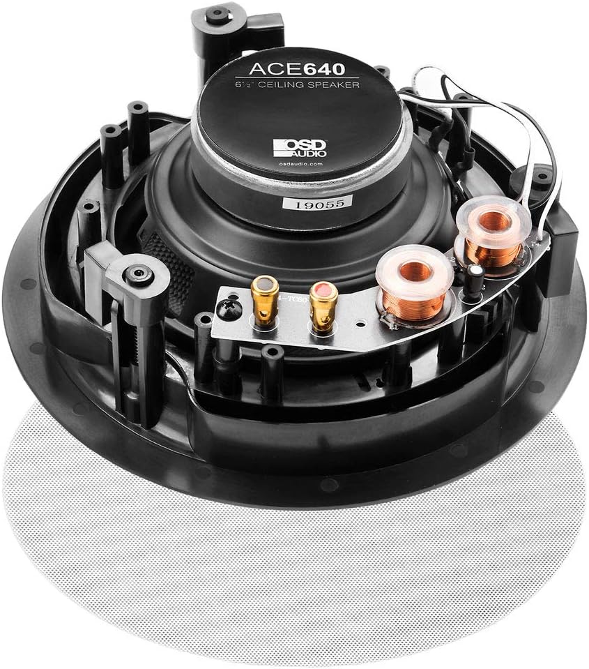 OSD Audio 6.5" in Ceiling Speaker Pair 150W, Trimless Magnetic Grille, Pivoting Tweeter, Paintable Grille ACE640 - Image 3
