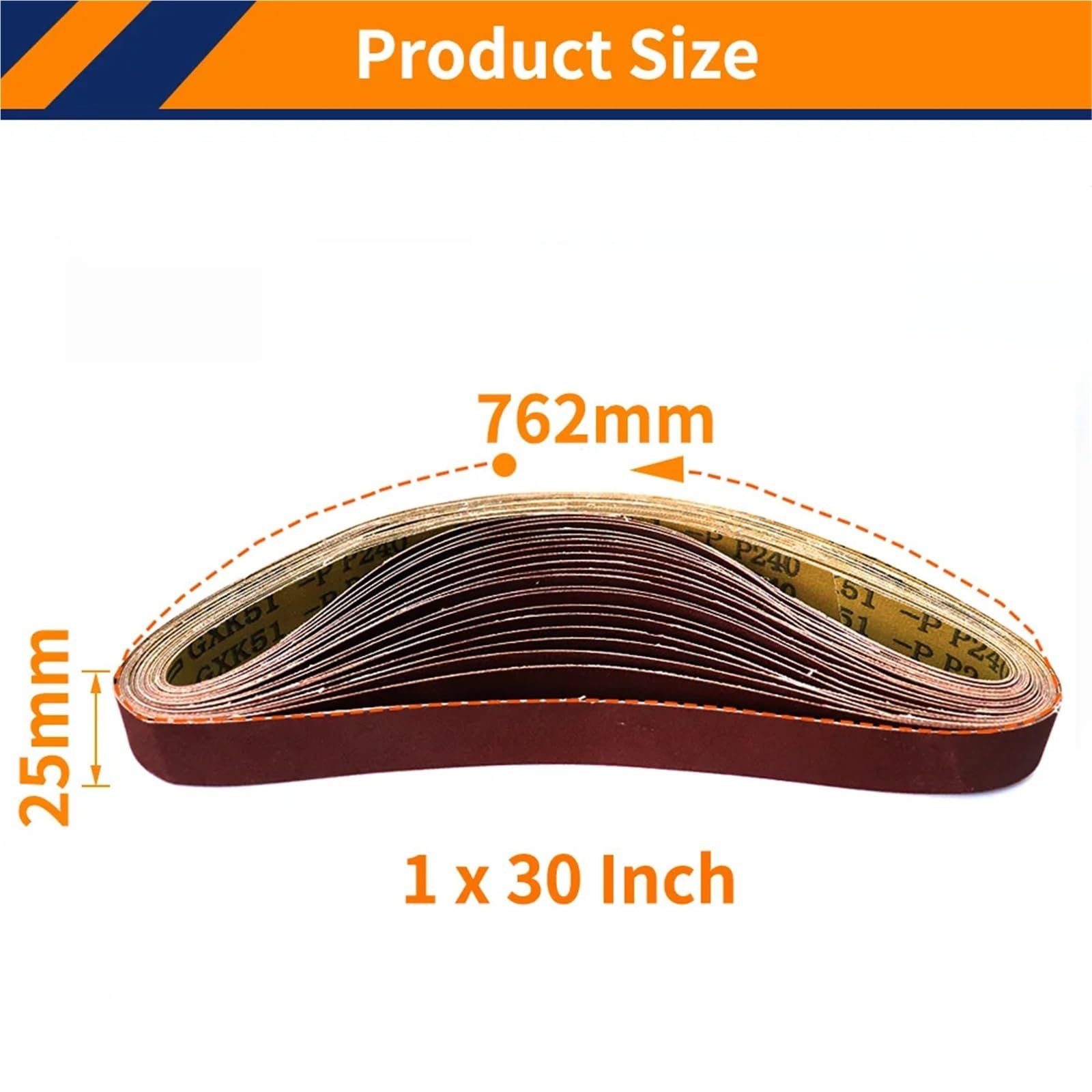 Banda De Lija Correa de lijado 25x762 mm 20 piezas 1x30 pulgadas | Banda abrasiva de óxido de aluminio de grano P40-1000(20PCS 40 Grit)
