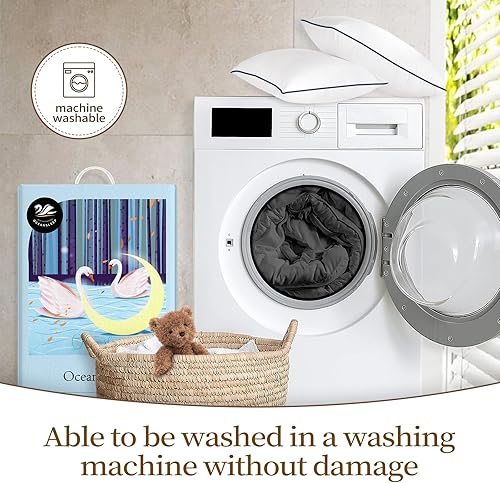 Miniatura 6 de Edredón de plumón de ganso tamaño King  Relleno de edredón de plumas esponjosas grises con pestañas, peso de relleno 780 para hotel de lujo (King