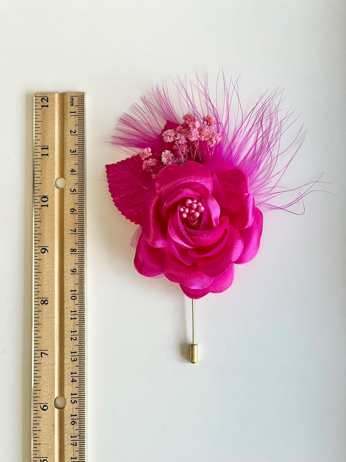 WHITEROOM Hot Pink Promo Corsage and Boutonniere Set, Wrist Wedding Corsage, Wedding Corsage, Bridesmaids Corsage, Feather Bridal Bracelets