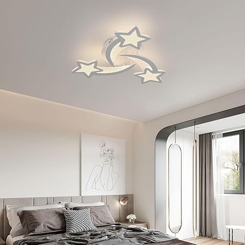 Miniatura 9 de Goeco Lámpara de techo moderna, 3 modos de luz (3000 K4500 K6000 K) acrílico blanco cerca del techo, lámpara de techo de dibujos animados de