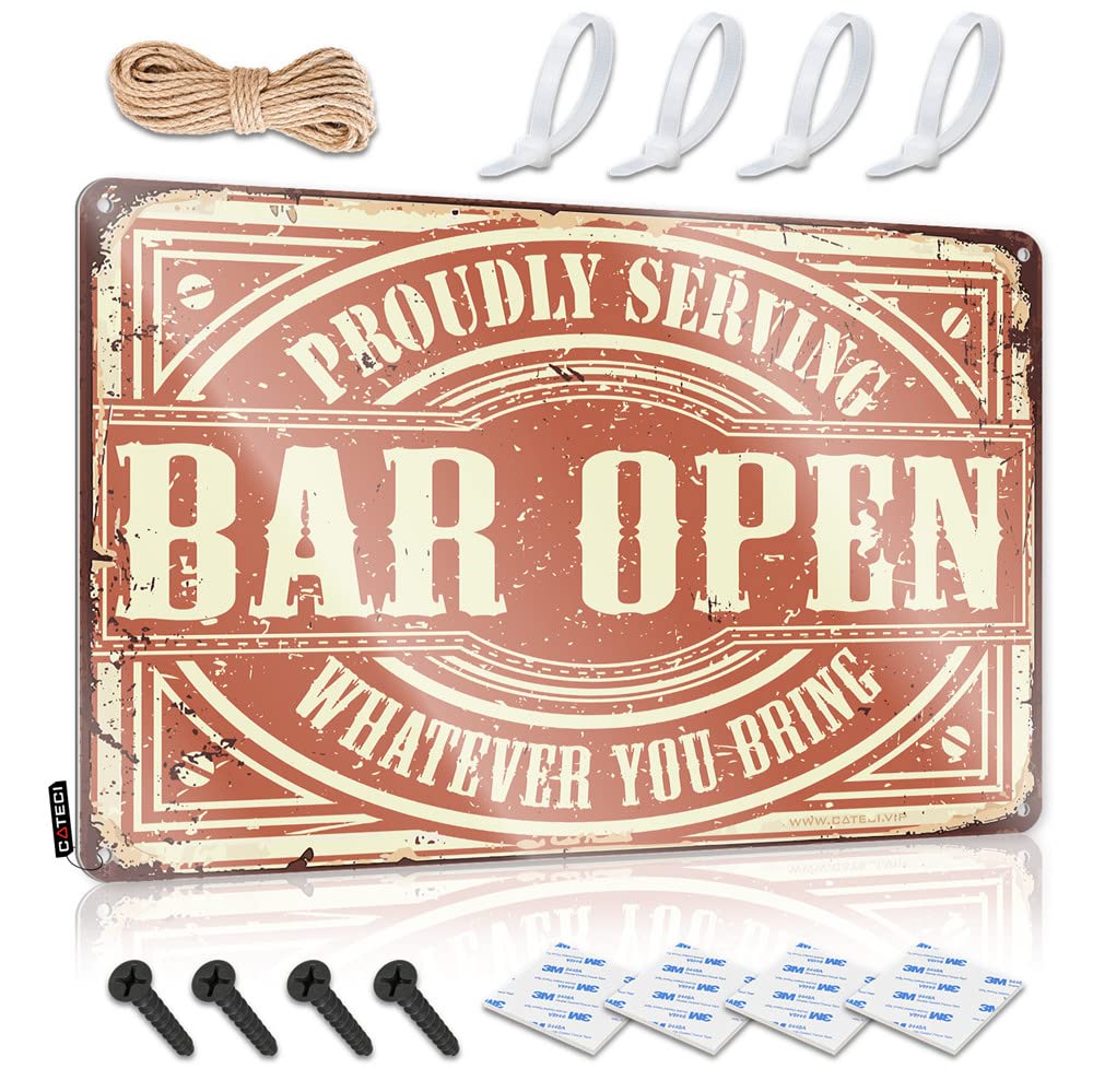 Bar For Man Cave Bar Open Sign Funny Home Sign Tin Bar Signs(20X30CM)