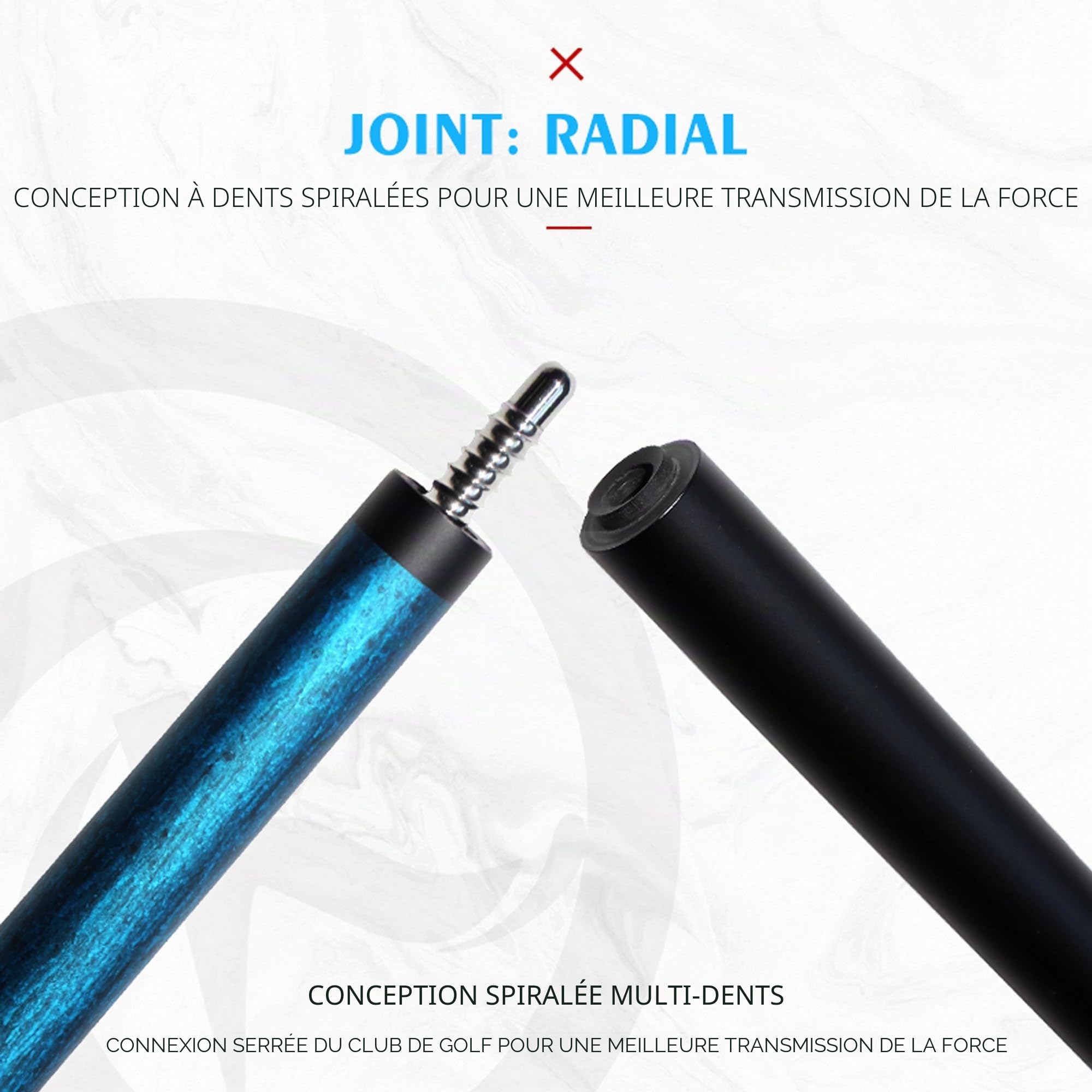 KHEALING Queue de billard professionnelle en fibre de carbone, tête de 12 mm, faible déflexion, accessoires de queue de billard de 142,2 cm, convient pour salle de billard