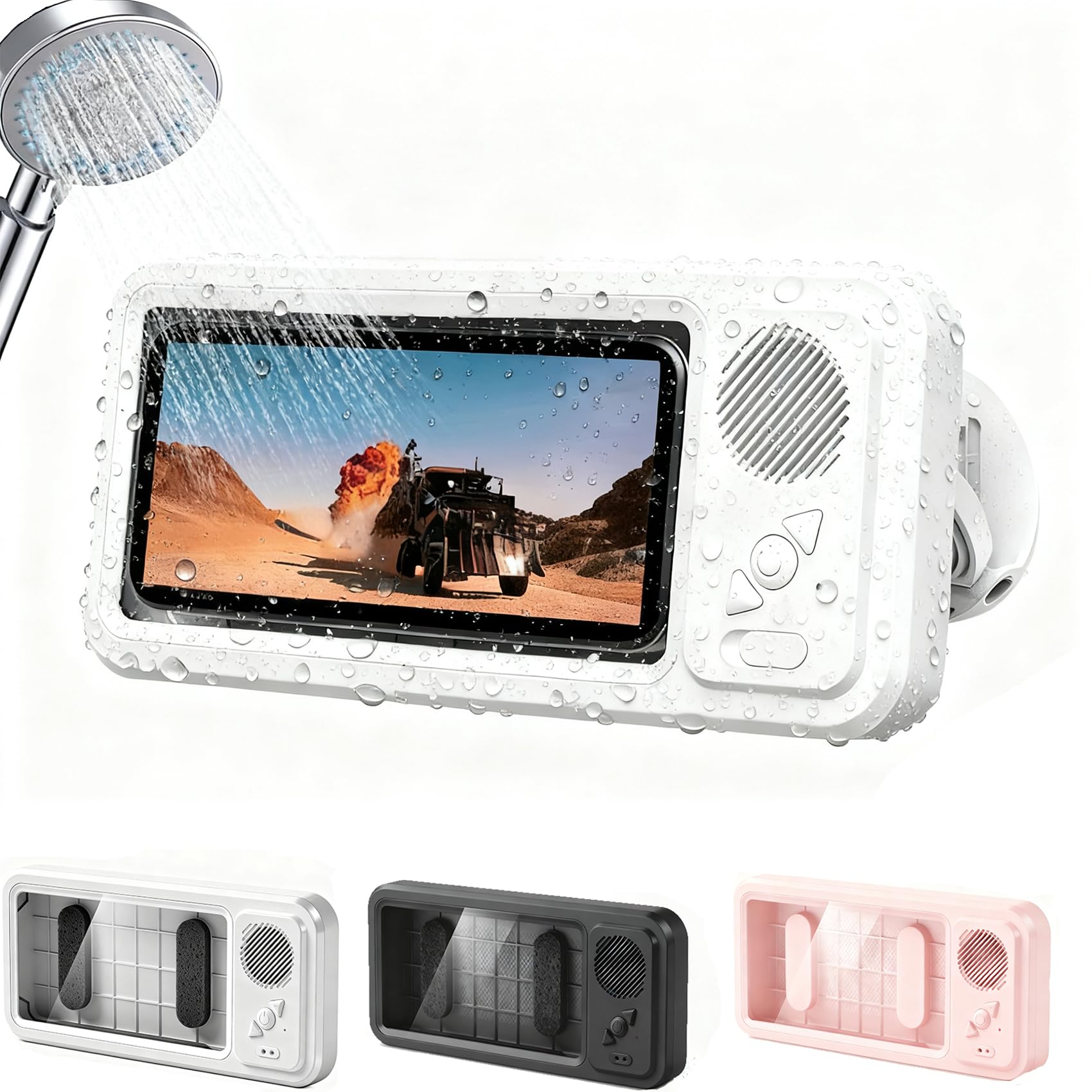 Étui mural pour téléphone étanche Aqua Play support douche rotatif blanc