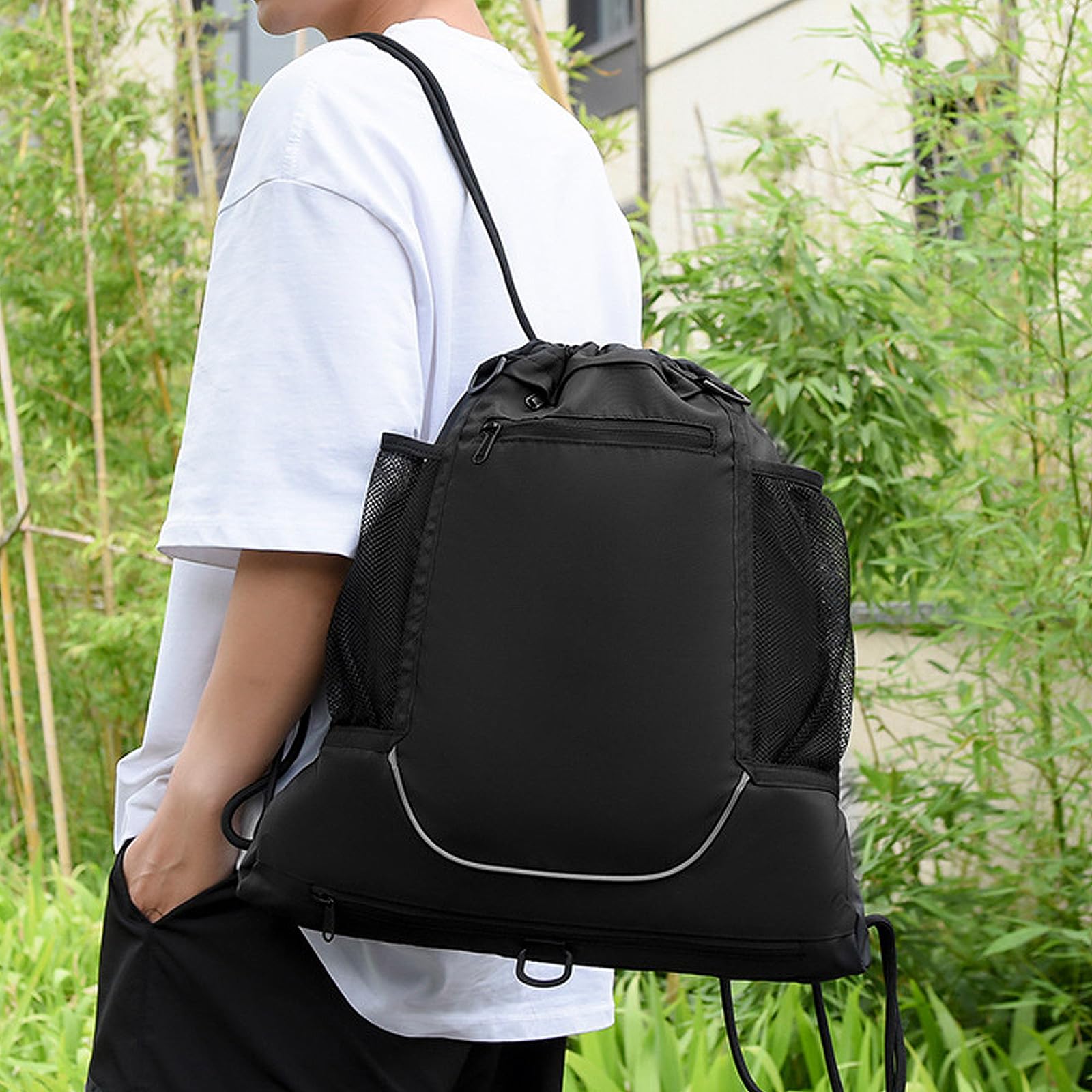Borse da basket con coulisse, zaino pieghevole da calcio, borsa da palestra, borsa sportiva con doppie tasche portatili