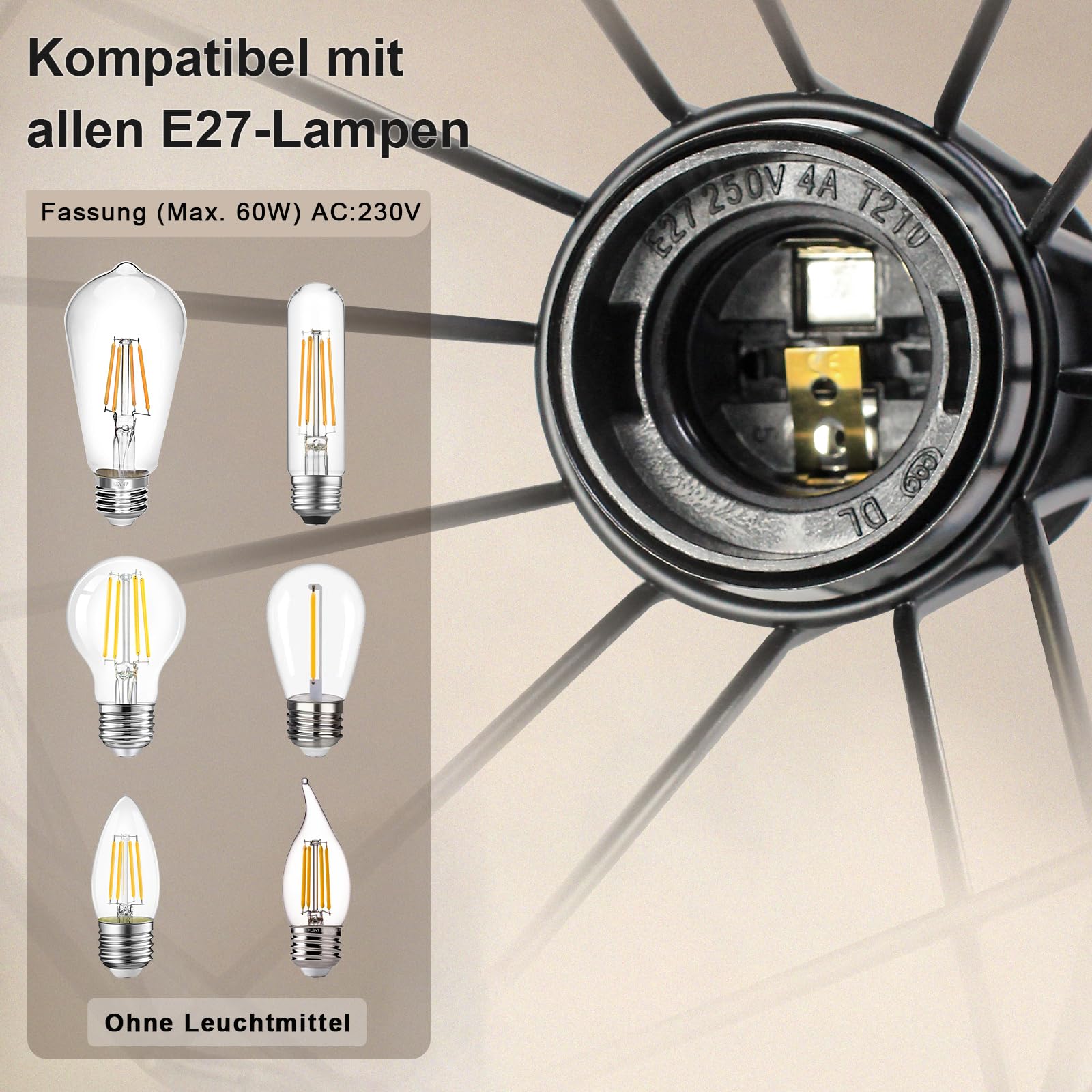 HiBay Stehlampe LED E27 3 Flammig Stehleuchte Schwarz Industrial Floor Lamp mit Fußschalter Stehlampen Rustikale für Wohnzimmer, Schlafzimmer, Büro(Ohne Leuchtmittel) | LED Floor Lamp Rustikale mit Stecker Industriell Metall 230V Max. 60 Watt für Wohnzimm
