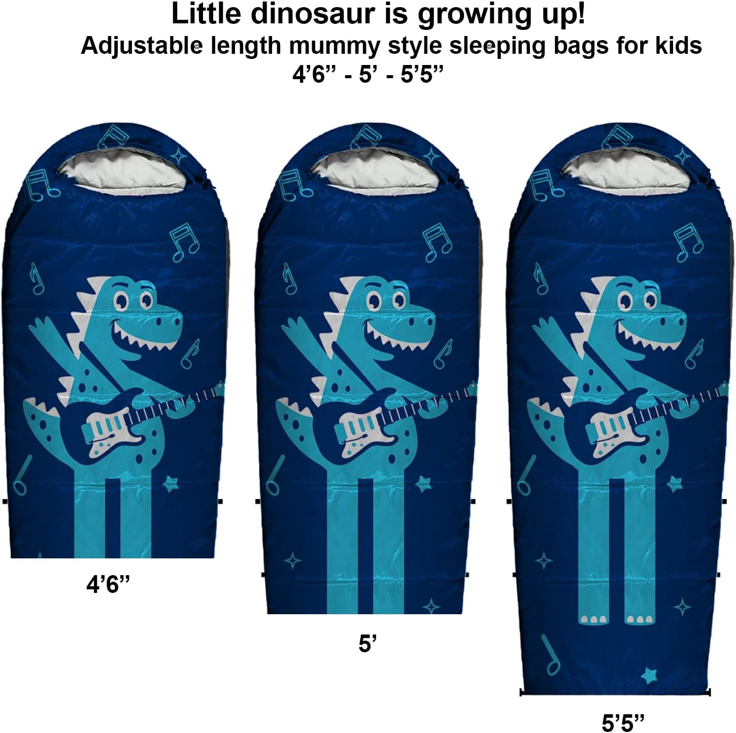 Adjustable Length Mummy Style Kids Sleeping Bag with Pillow Sleeve, 4 Season 32 – 59F, Lightweight and Backpacking Style, Ideal for Camping, Sleepover, Boys, Girls, Youth and Toddlers - Image 2