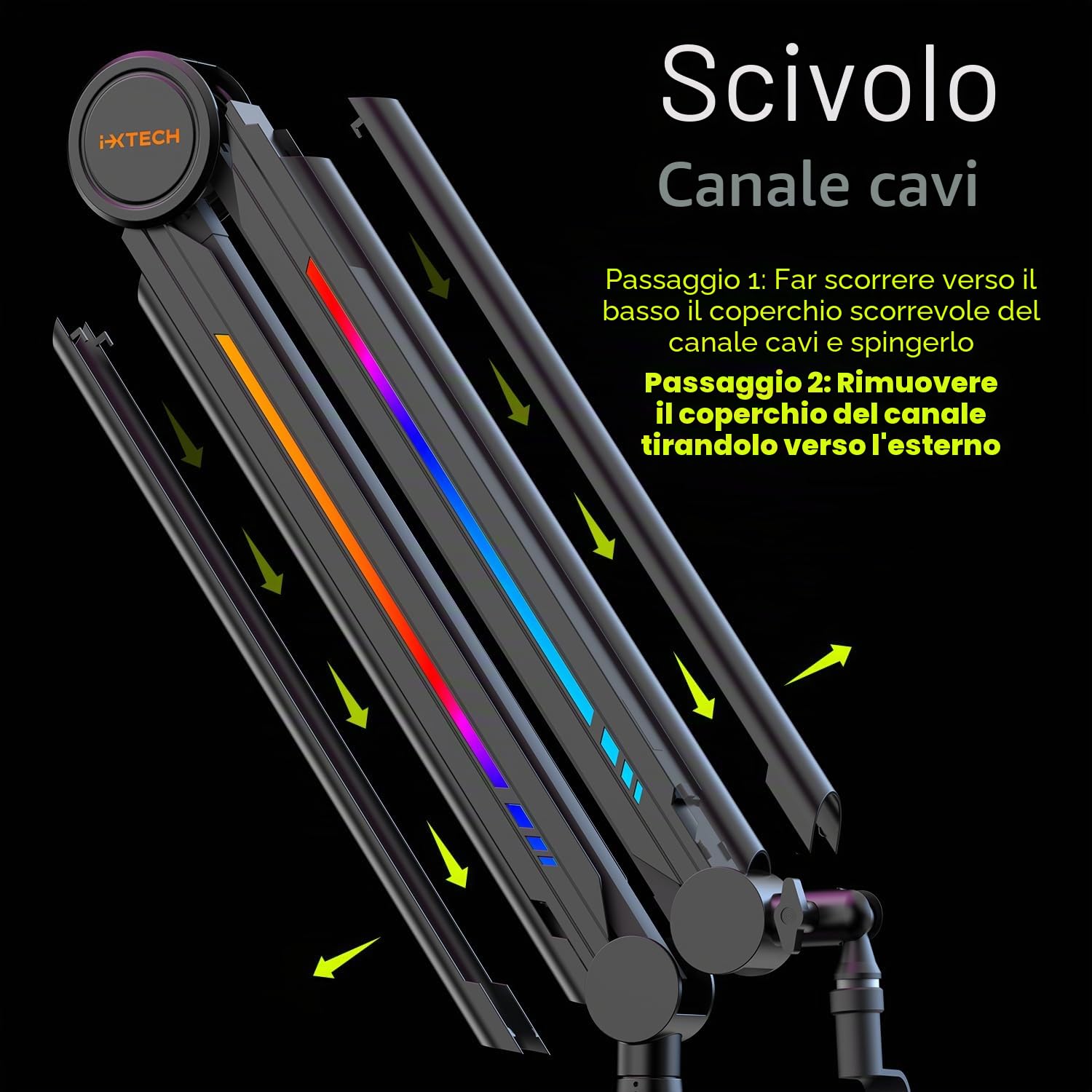 IXTECH Supporto per microfono RGB ad alto profilo, braccio per microfono da scrivania, supporto regolabile per microfono con supporto da scrivania, braccio per microfono per live streaming gaming