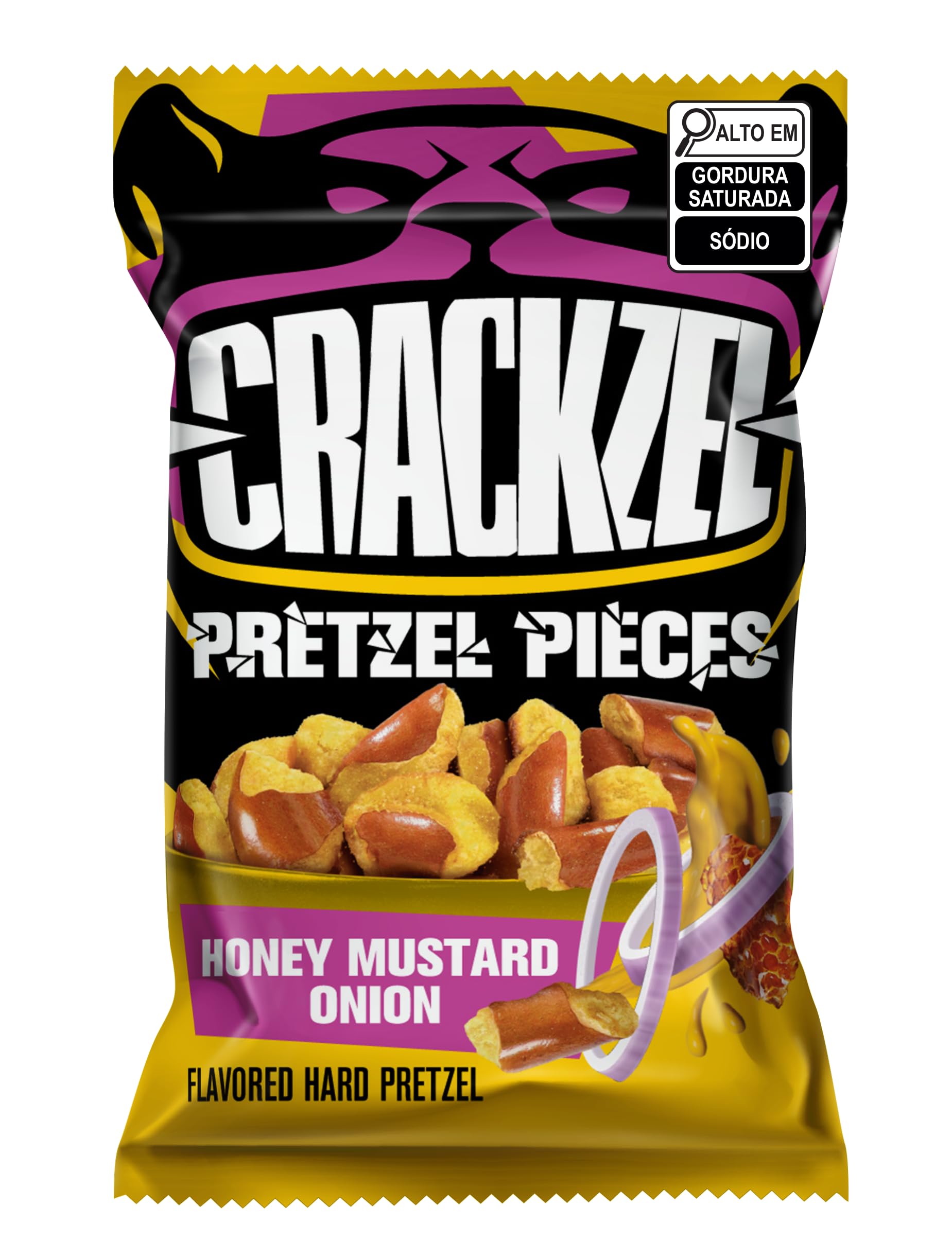 Crackzel Pretzel Pieces Honey Mustard Onion - Pedaços crocantes de