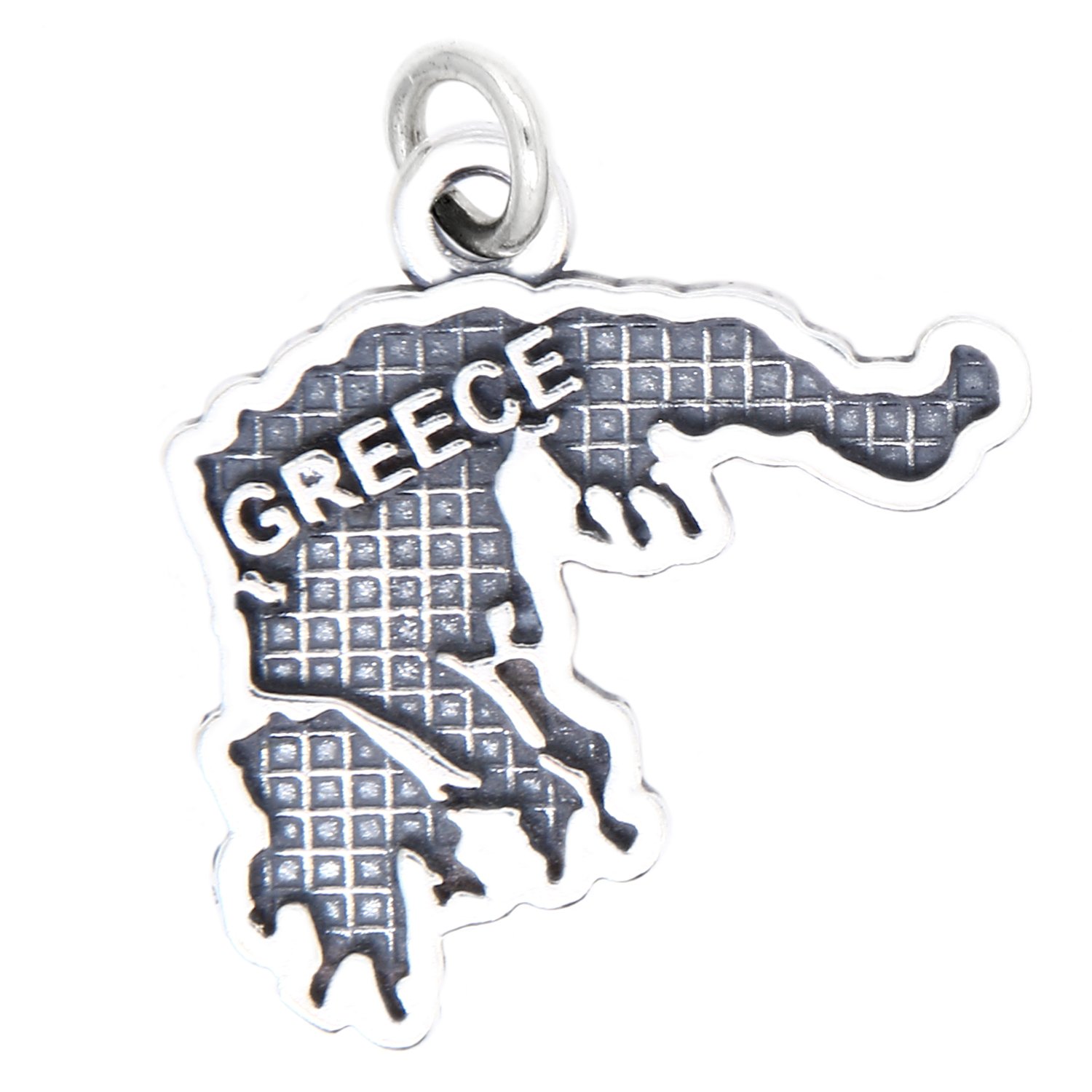 LGU Sterling Silver Oxidized Map of Greece Charm