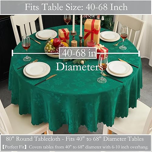 Miniatura 202 de Mantel Redondo Dorado Mantel de Mesa con Patrón de Hojas Borde Festoneado Sedoso Suave Impermeable Lavable 50 Pulgadas Cubierta de Mesa de Tela