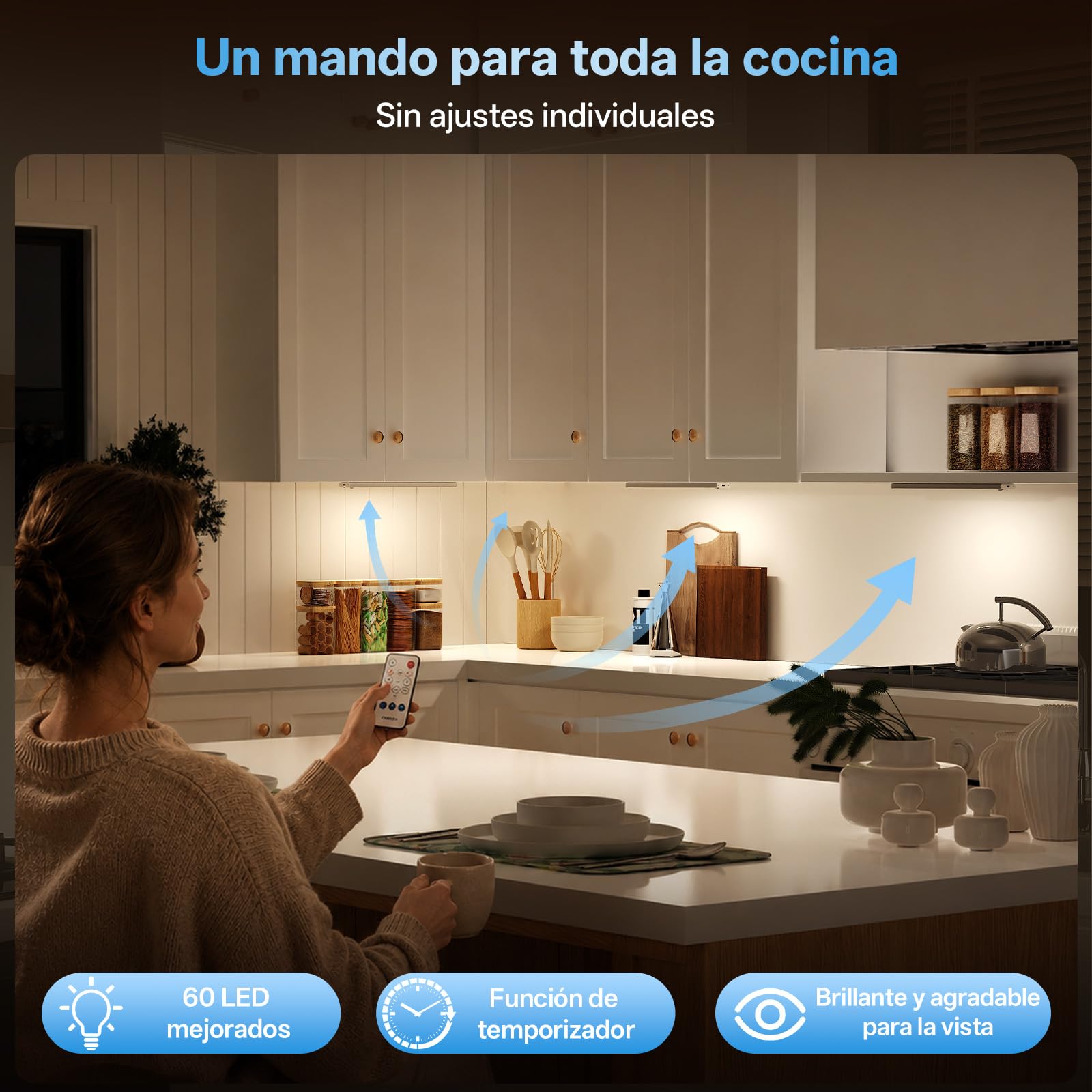 Luces Led, 35 cm Luz con Sensor de Movimiento y Mando a Distancia