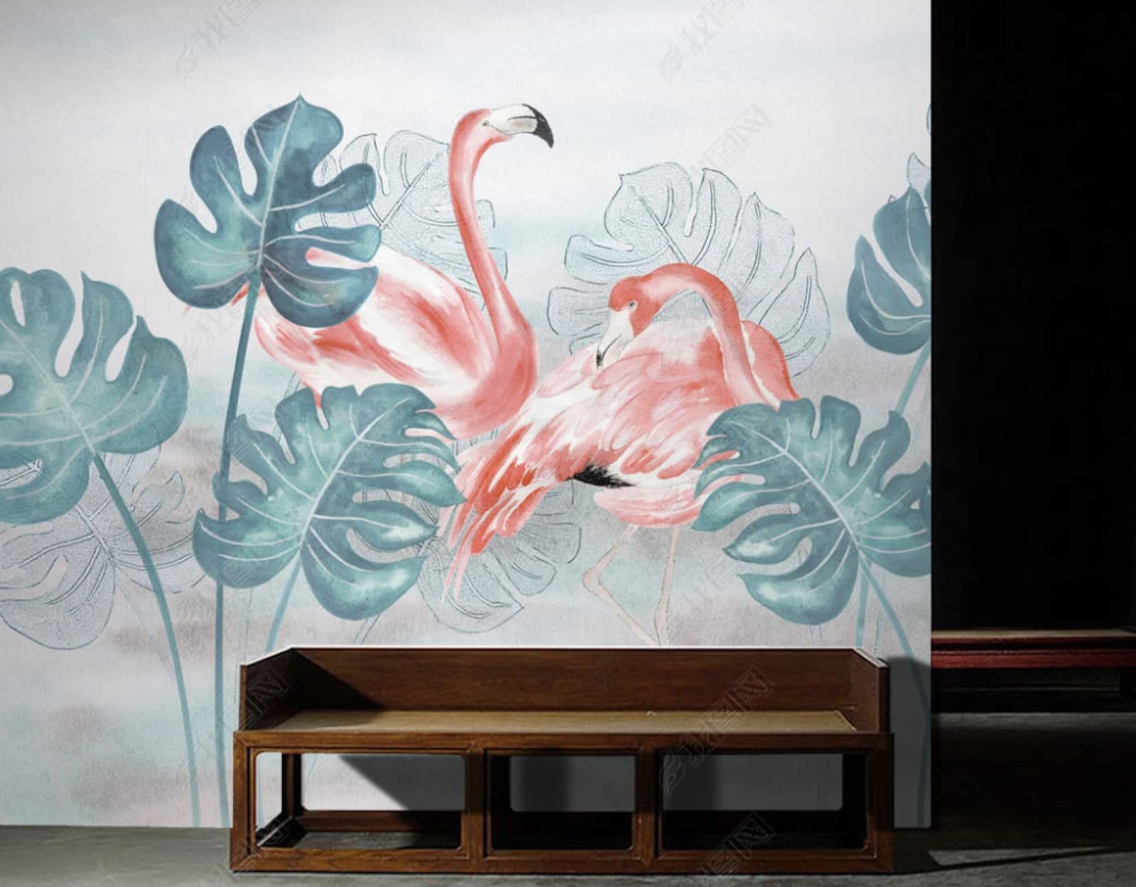 Fototapeta 3D ręcznie rysowany flaming monstera mural ścienny włóknina mural salon sypialnia tapeta 300 (szer.) x 210 (wys.) cm