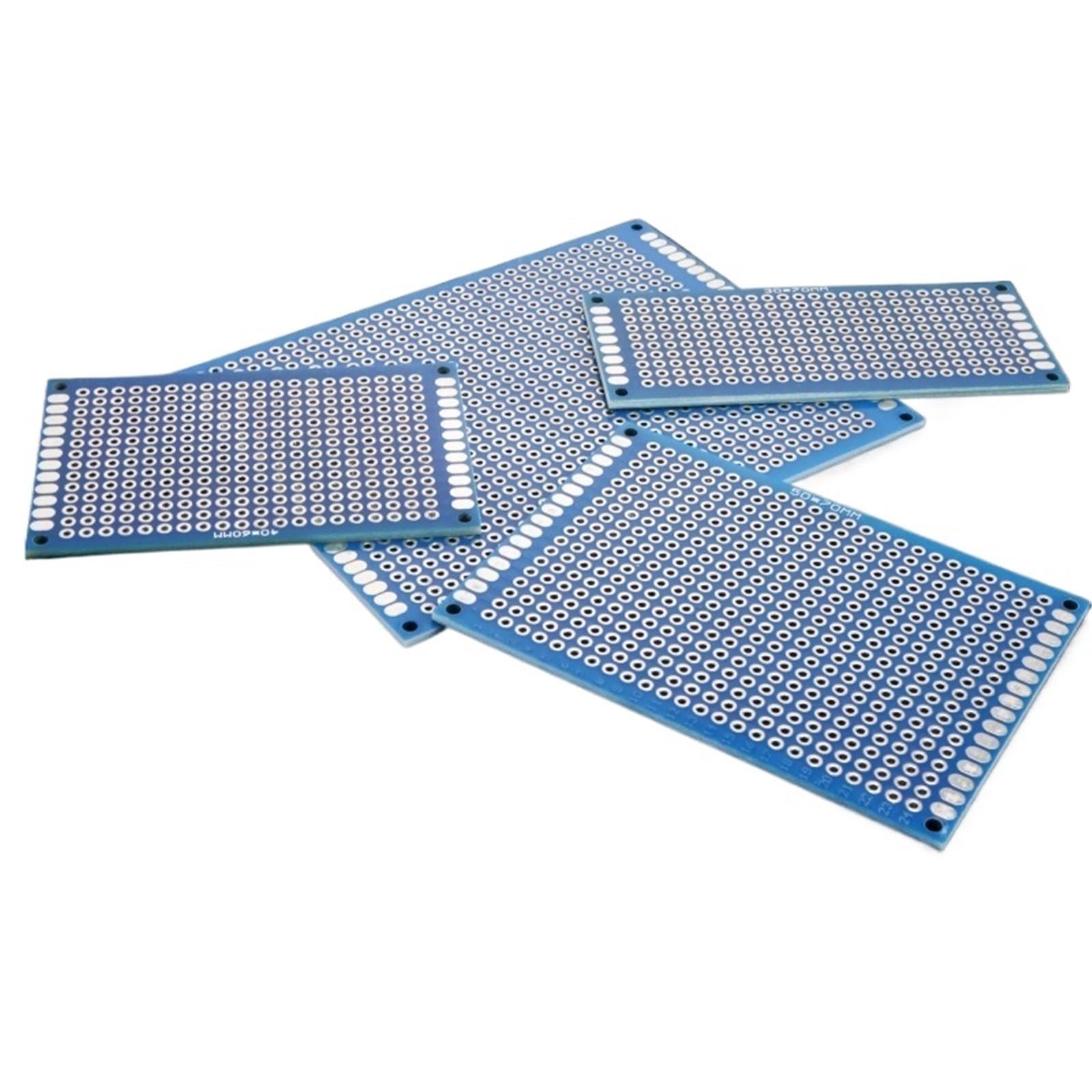 5 piezas de placa PCB de doble cara de 3 x 7 cm, 4 x 6 cm, 5 x 7 cm, 7 x 9 cm, placa PCB azul de paso de 2,54 mm soldable universal for bricolaje y(7x 9CM 5PCs)