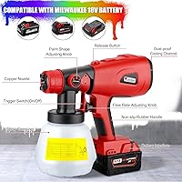Vista 2 de Pulverizador de pintura inalámbrico para batería Milwaukee de 18 V, pistola de pintura, batería de 200 W y 18 V, pistola de pintura en aerosol