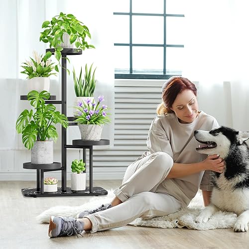 Miniatura 2 de iDavosic.ly Soporte para plantas de 5 niveles para interiores y exteriores, soportes de esquina escalonados para múltiples plantas, soporte de