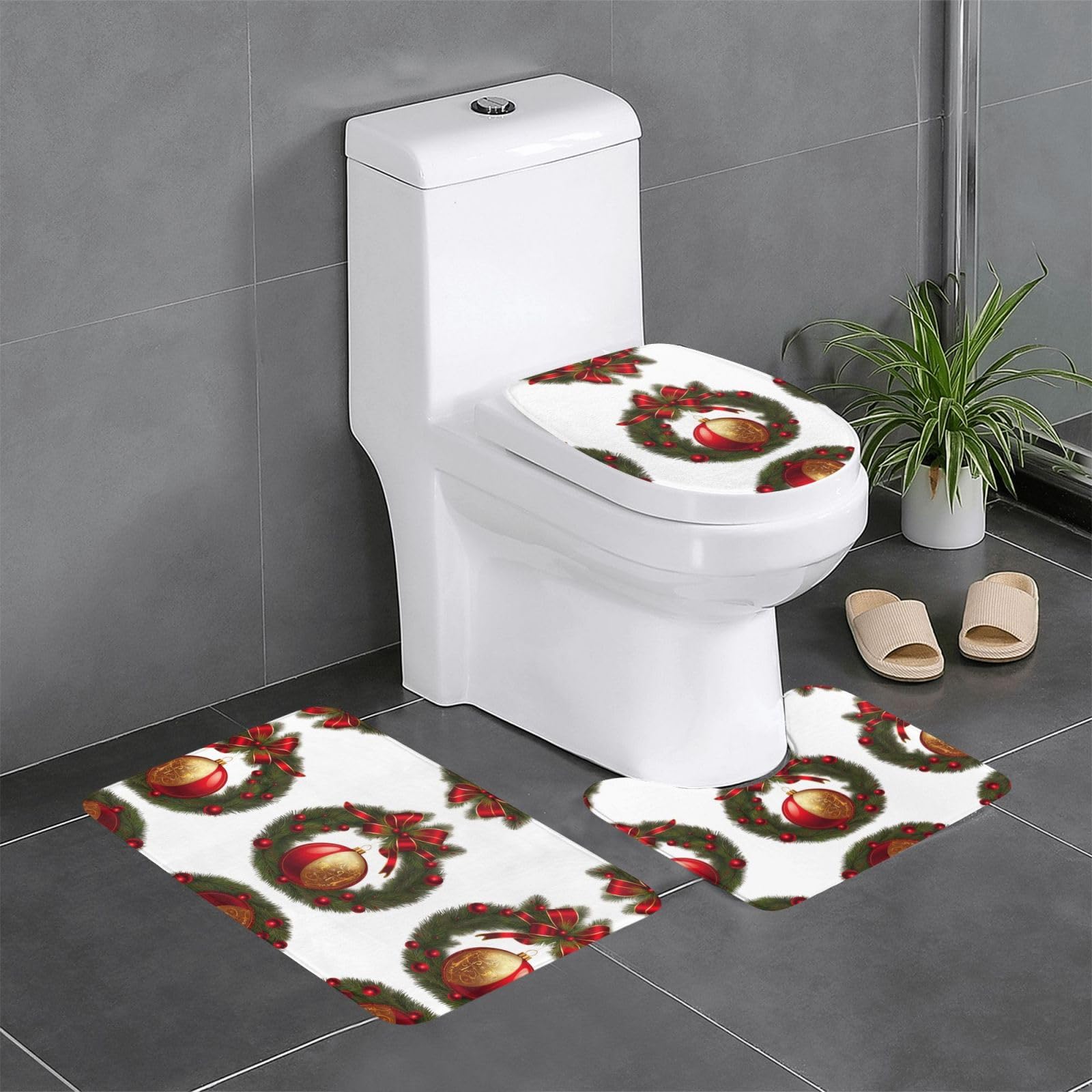 Tapis de salle de bain antidérapants 3 pièces faciles à nettoyer lavabo et WC