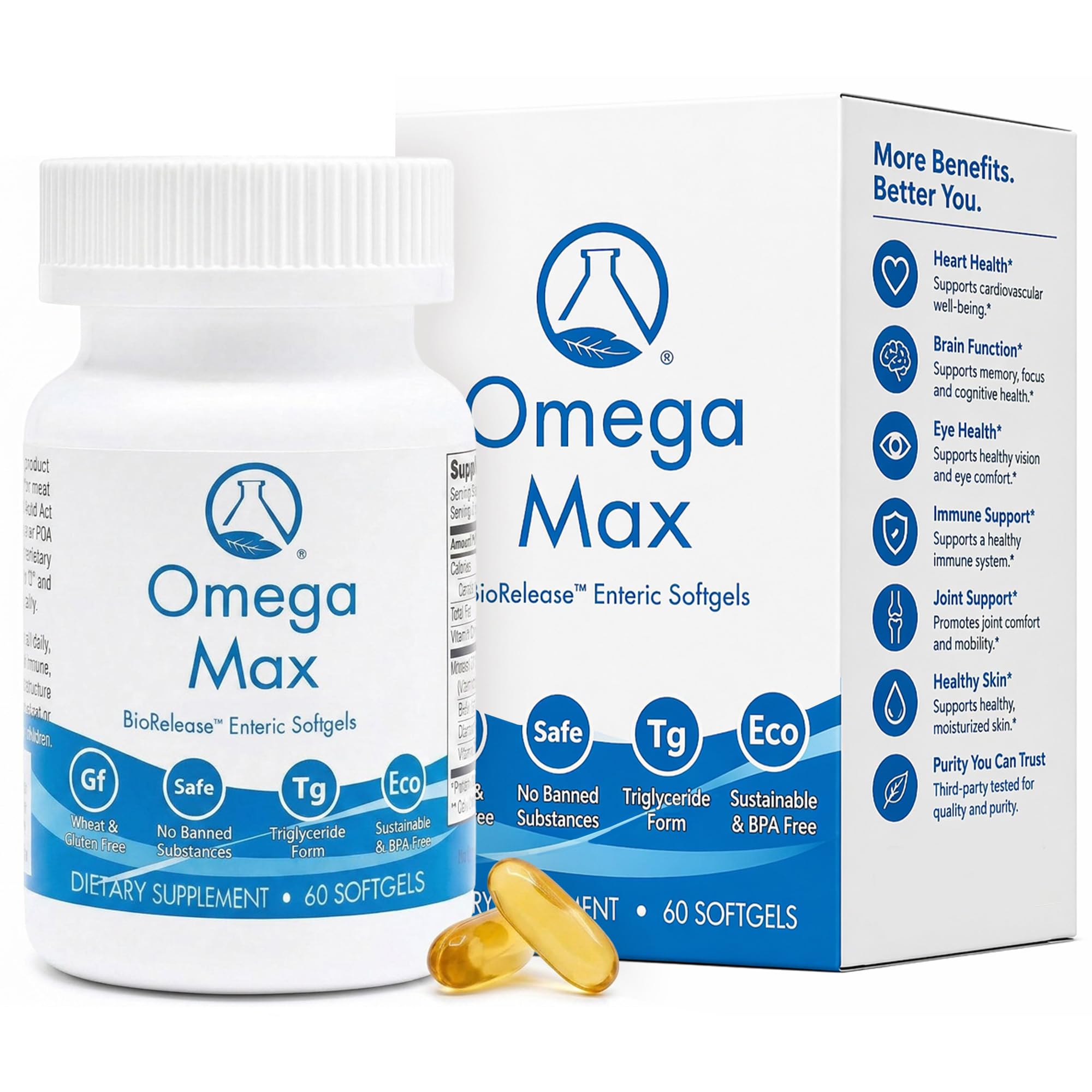 Omega MAX, 60 Ct - No Burp Fish Oil Supplement (2000mg/serving)