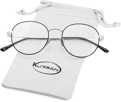 Lentes de bloqueo de luz azul para mujeres y hombres elegantes montura de metal redonda lentes transparentes