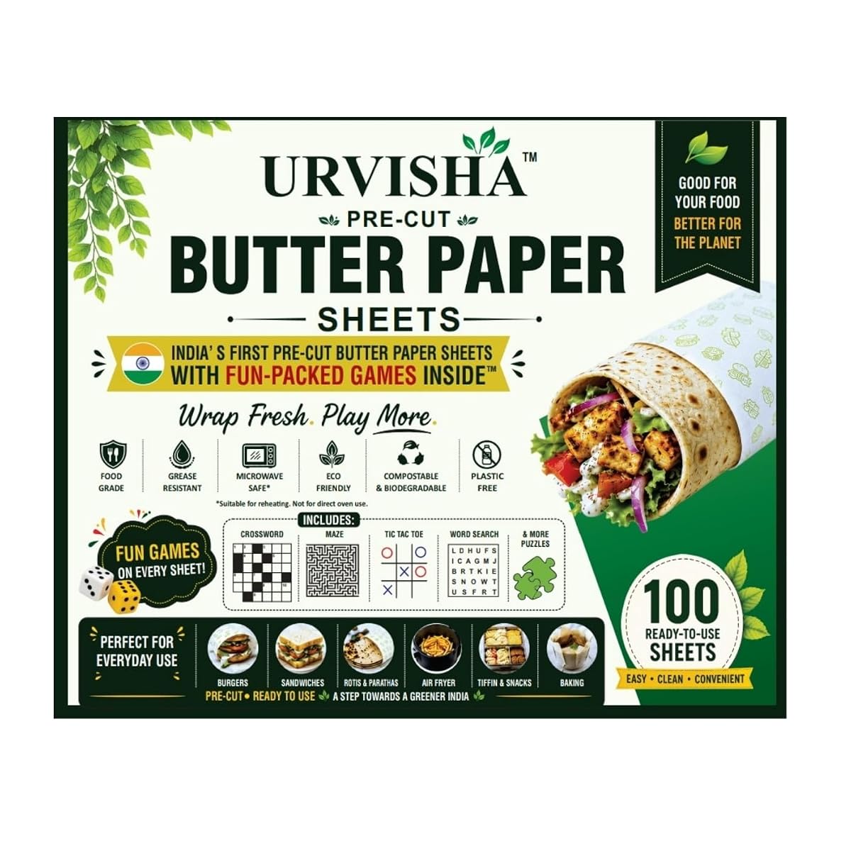 Pre Cut Butter Paper Sheets for Food Wrapping | Paper for Food Serving Use
