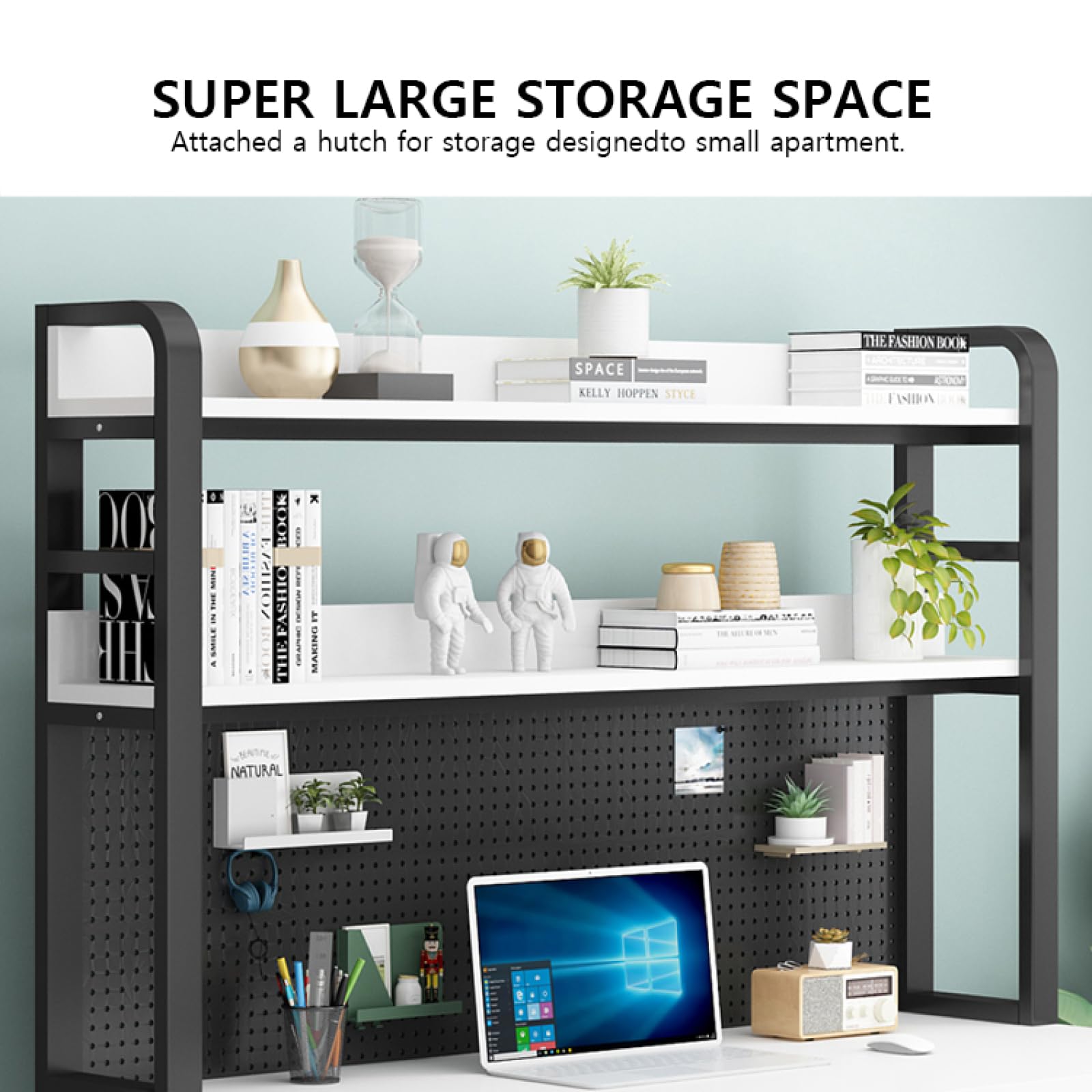Amazon | 棚と有孔ボード付きコンピューターデスク モダンな学生用大型