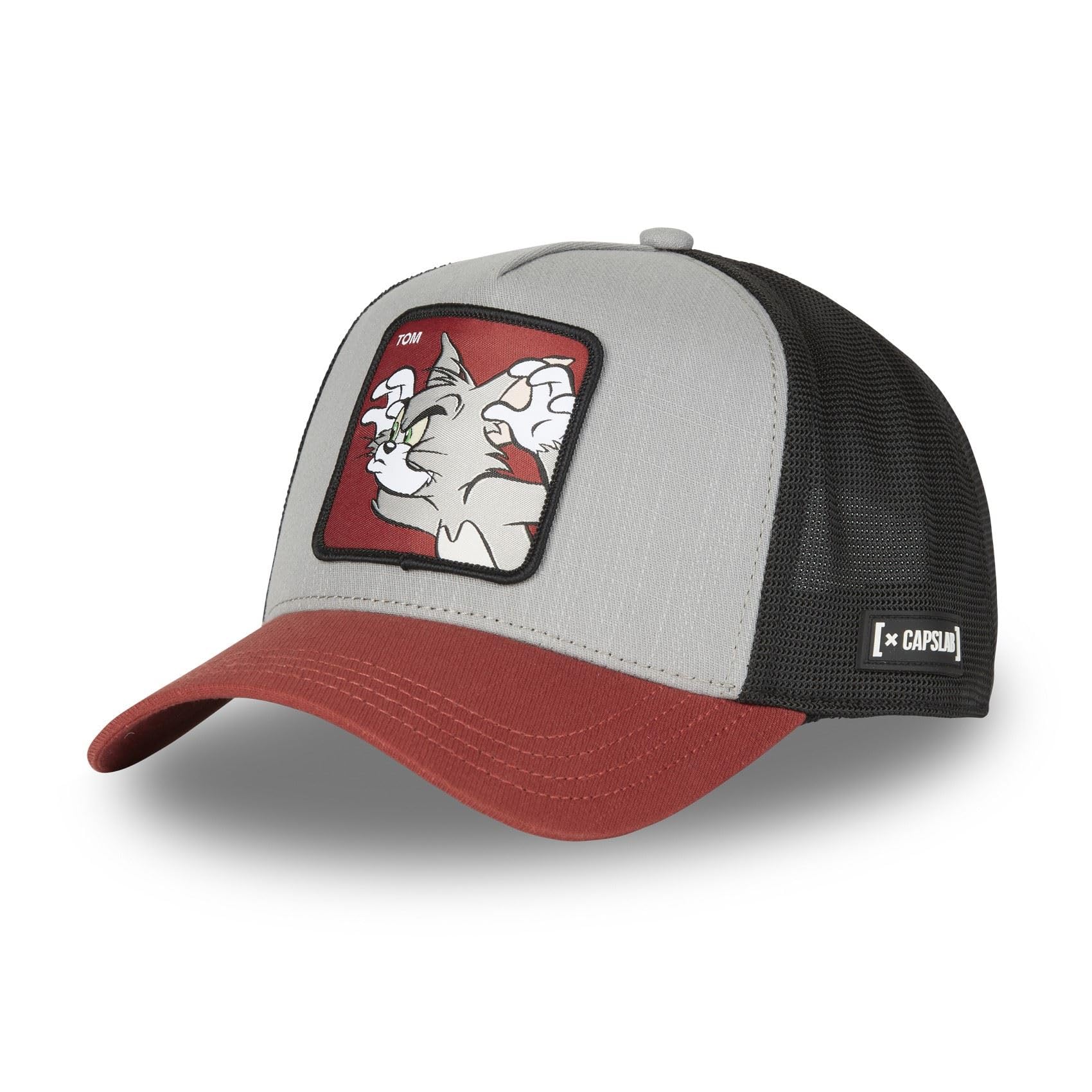 Capslab Tom Grimace Tom and Jerry Grey Burgundy Trucker Cap