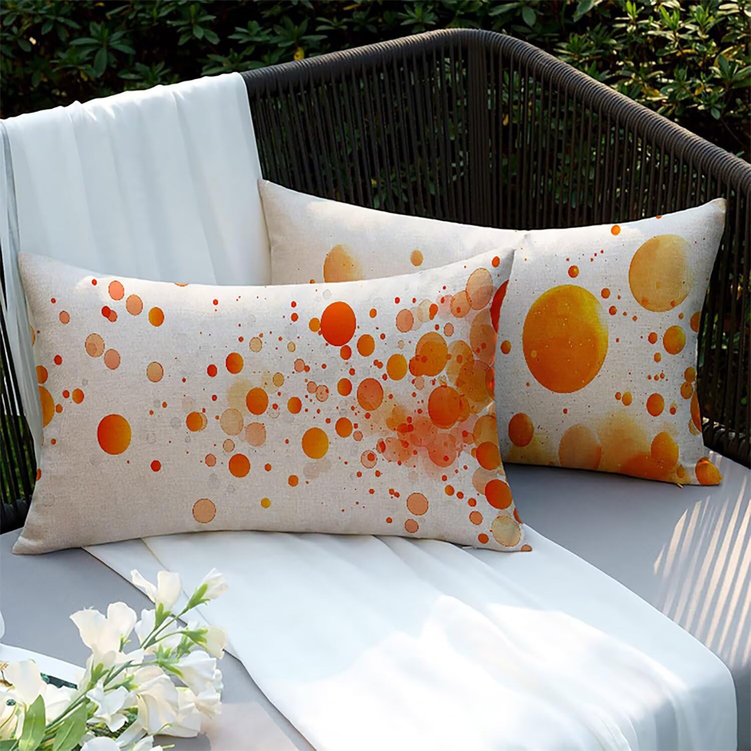 Housses de coussins lin 60x40cm lot de 2 blanc double face Xlccaioo XC-9526