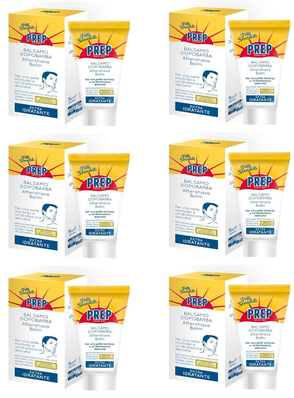 6x Prep - Balsamo Dopo Barba, Extra Idratante, 75 ml