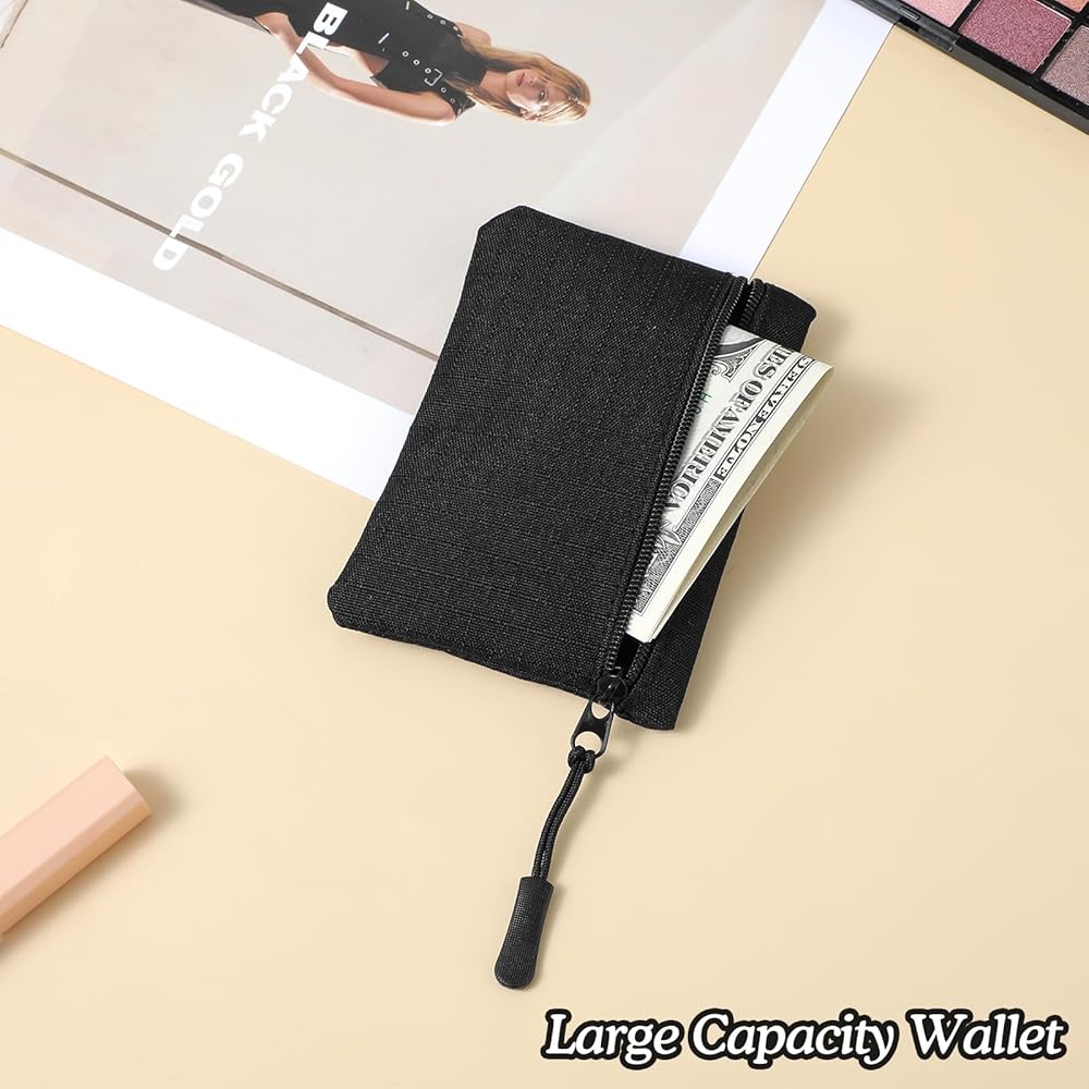 Andibro Mini Canvas Coin Purse, Portable Change Pouch with