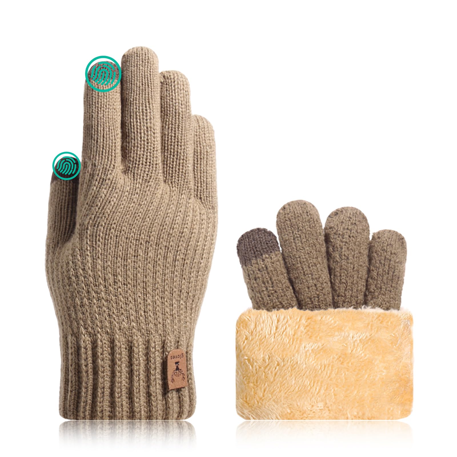 JUNRUI Winterhandschuhe für Damen Herren Touchscreen Thermohandschuhe mit Warme Fleecefutter für Kaltes Wetter