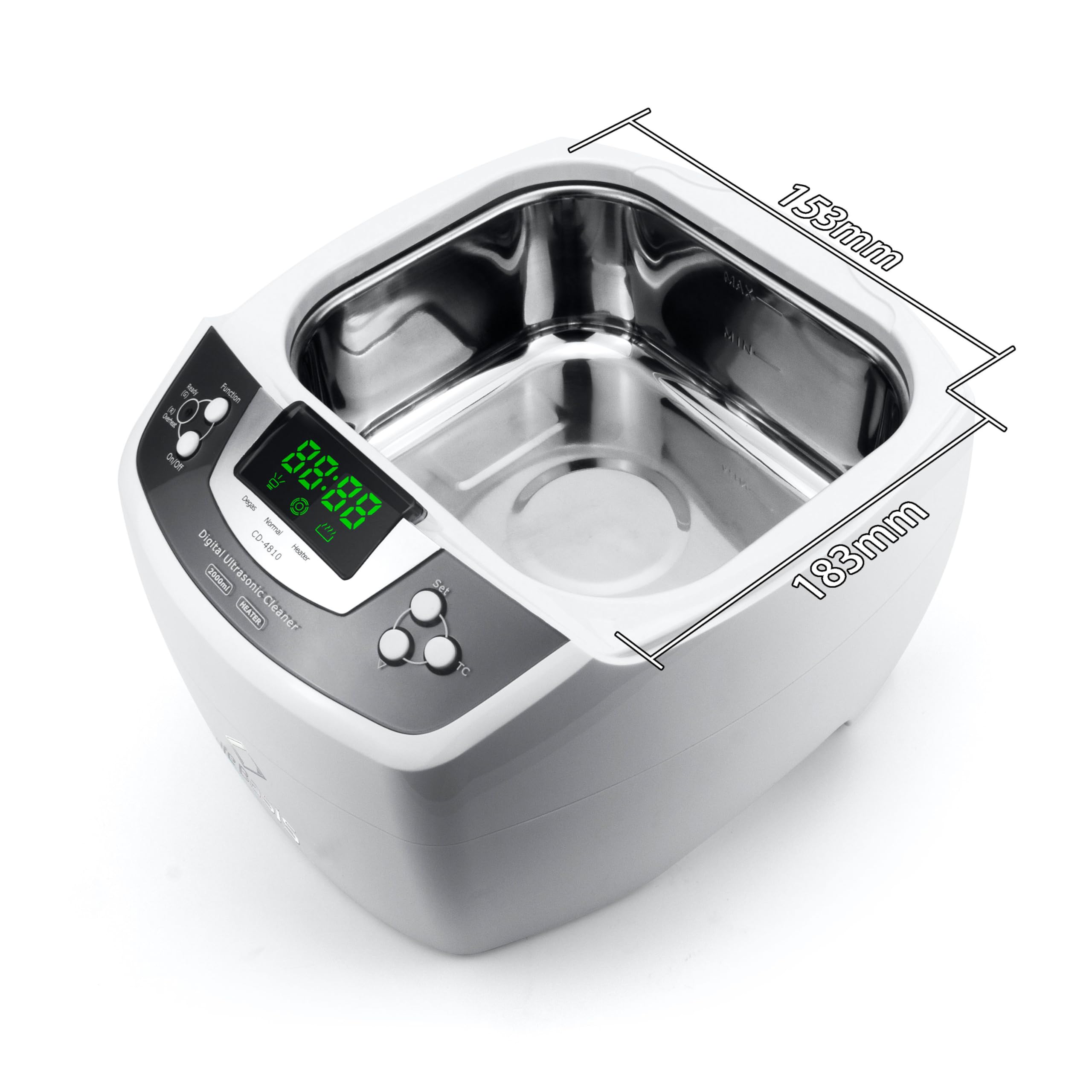 LifeBasis 2L Digital Ultraschallreinigungsgerät 35KHz Ultraschallreiniger | mit Heizung & Degas Ultraschall Reiniger Timer 1-30 Min Ultraschallbad für Brille Schmuck Werkzeug Pinsel Chirurgisch 160W