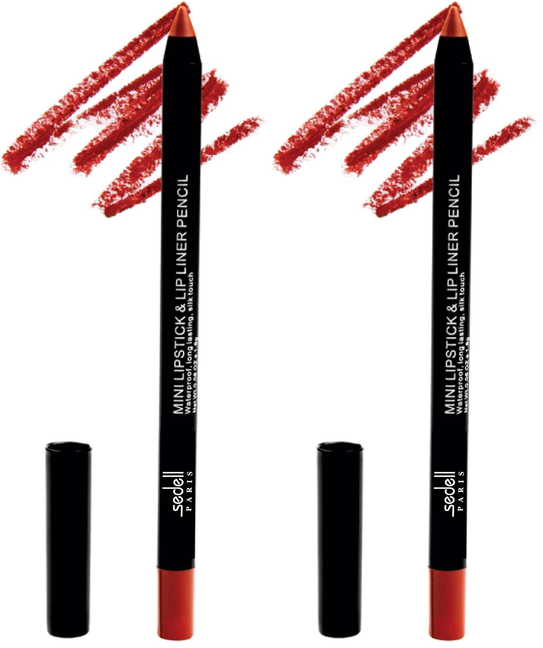 Sedell Professional Mini Lipstick & Lip Liner Pencil, Red, (Pack of 2)-picture-49