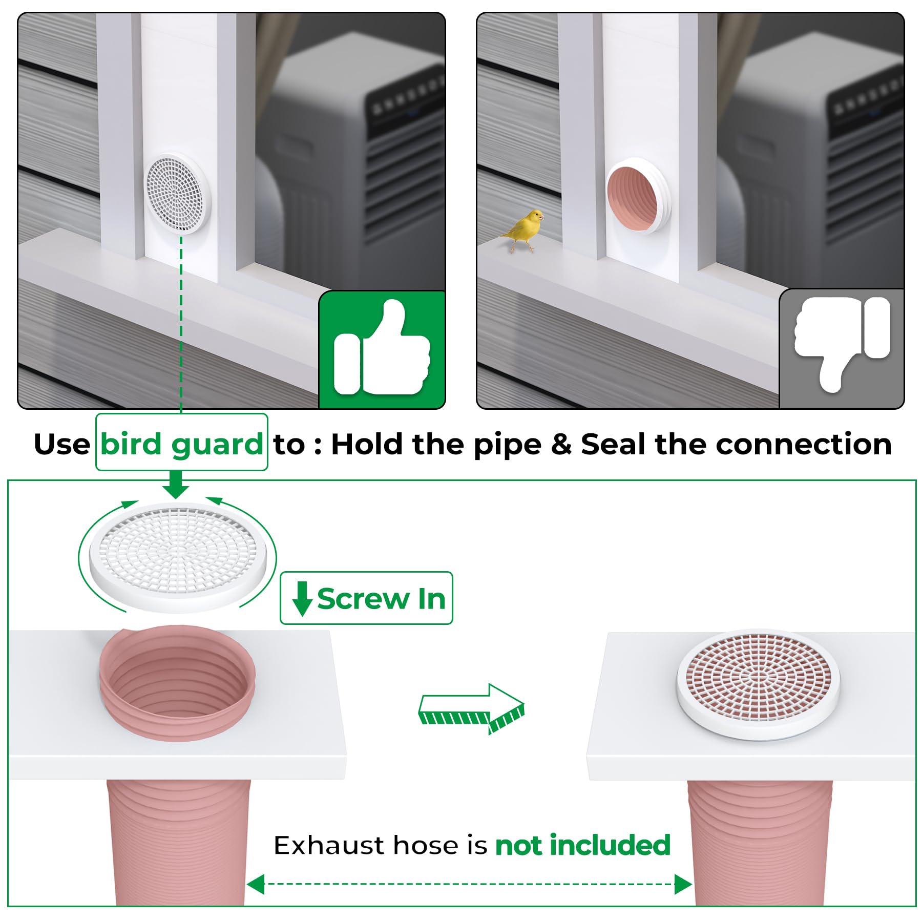 Forestchill Tragbare Klimaanlage Fensterdichtungsplatten Kit für 15 cm Durchmesser Abluftschlauch Universal AC Vent Kit für Schiebefenster und hängende Fenster