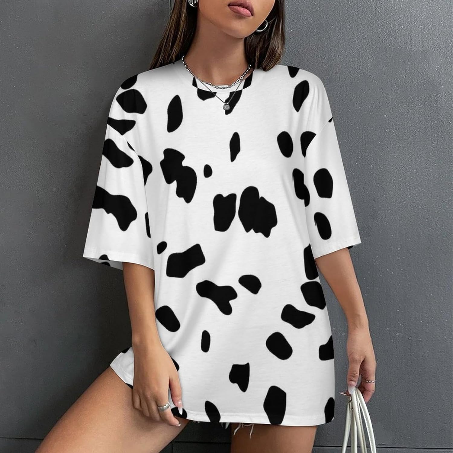 Dalmatian Dog Print Women's Half Sleeve T Shirts Crew Neck Tees Summer Casual Tops - Image 2