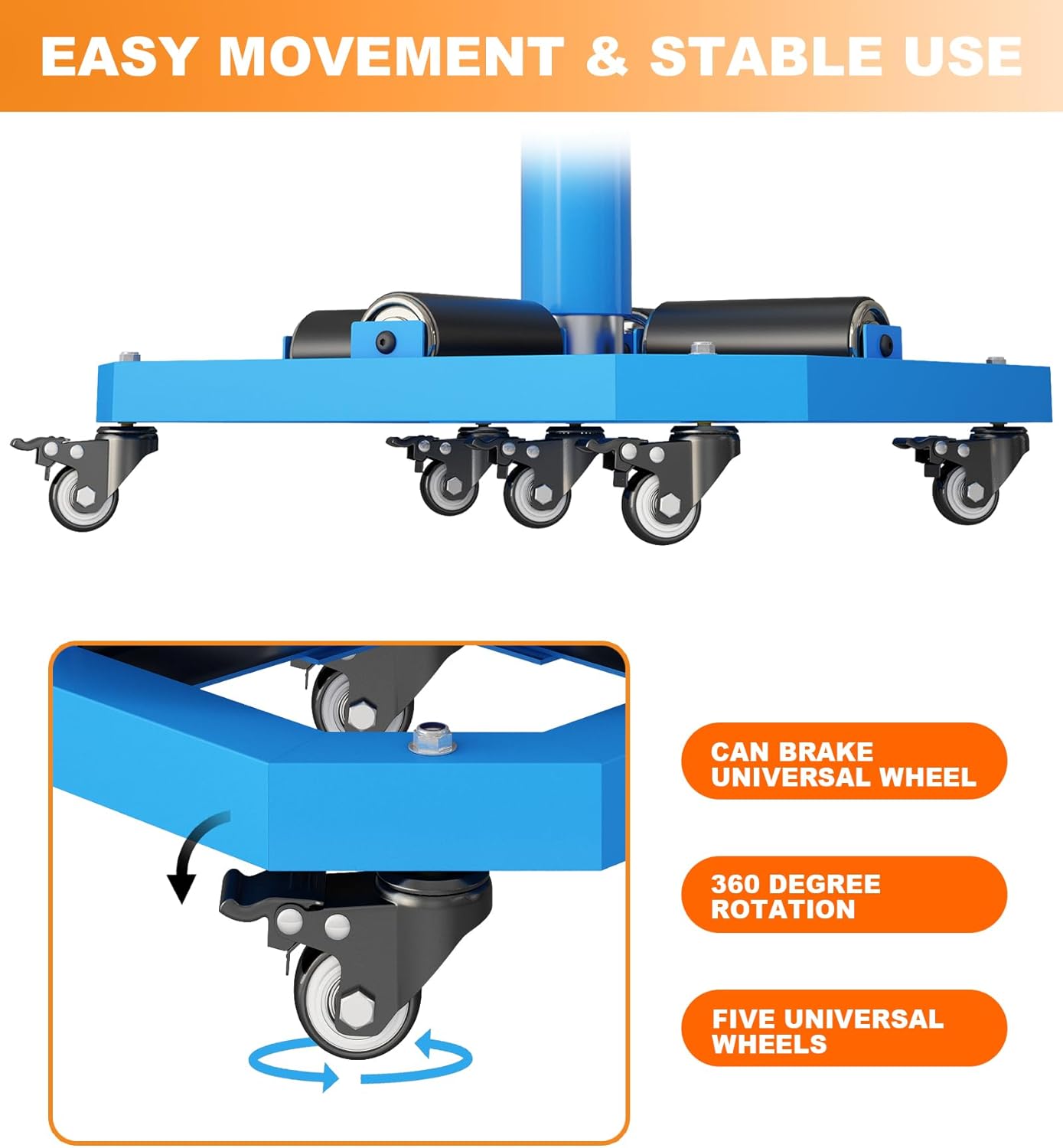 Cable Reel Turntable Heavy Duty Cord Storage Cable Caddy Commercial Industrial Steel Wire Rack Dispenser for Cable Reels 1000 lb Capacity