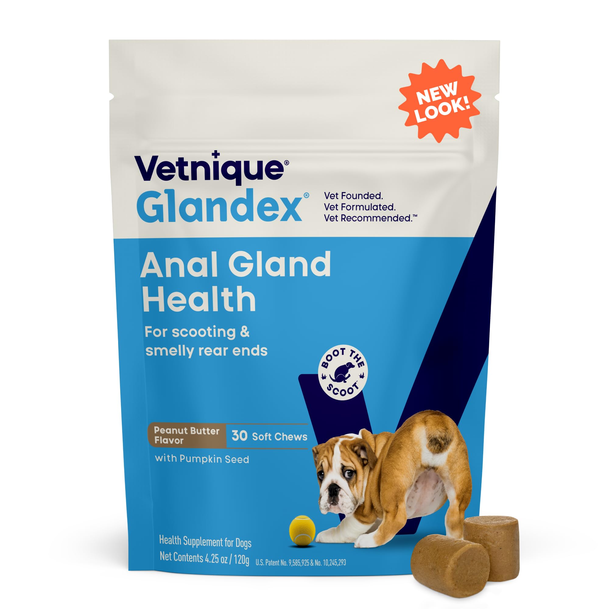 Glandex Fibre Supplements Dog Soft Chews with Pumpkin for Dogs, Digestive Enzyme & Probiotic - Vet Recommended to Boot the Scoot (30ct Chew)