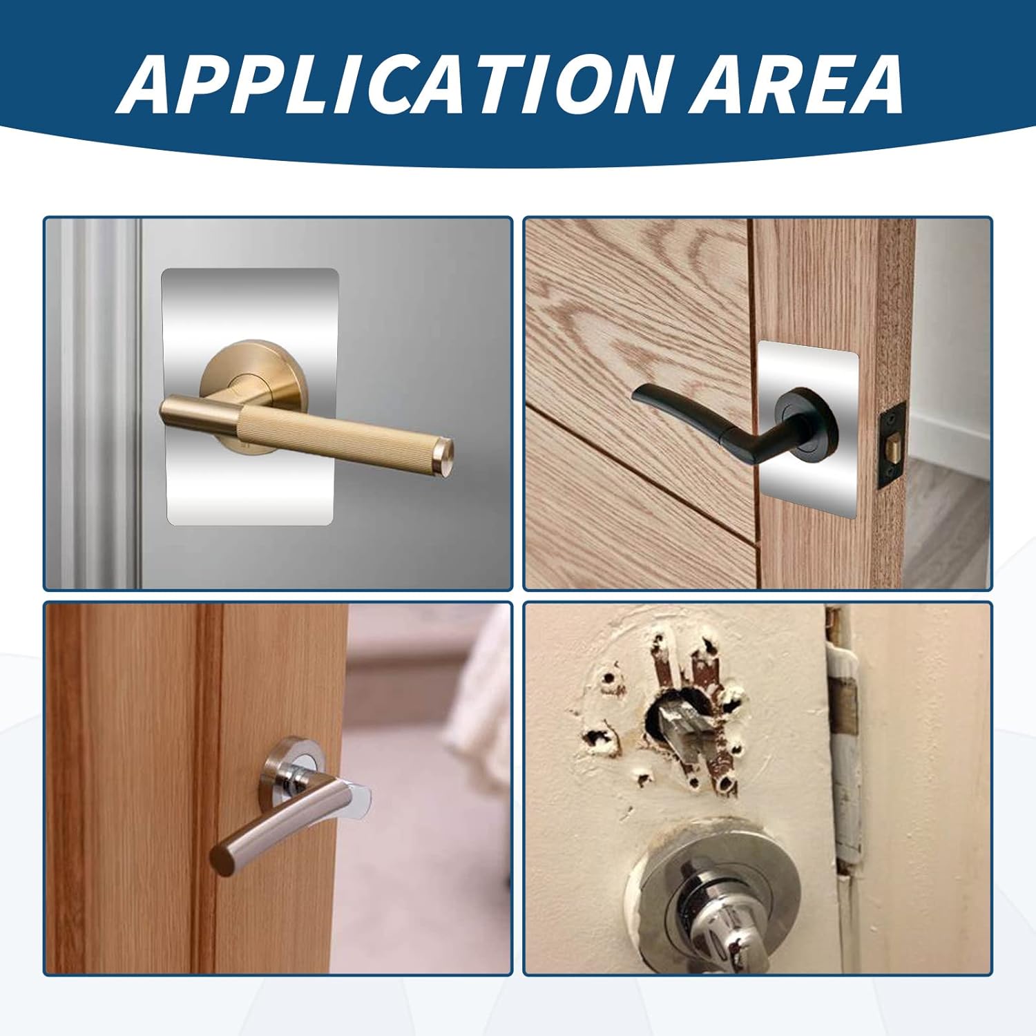 4 Pcs Stainless Steel Door Reinforcement Plate Door Hole Cover Plate Door Reinforcement Plate Repair Backplate Rectangle Door Knob Hole Fixing Cover
