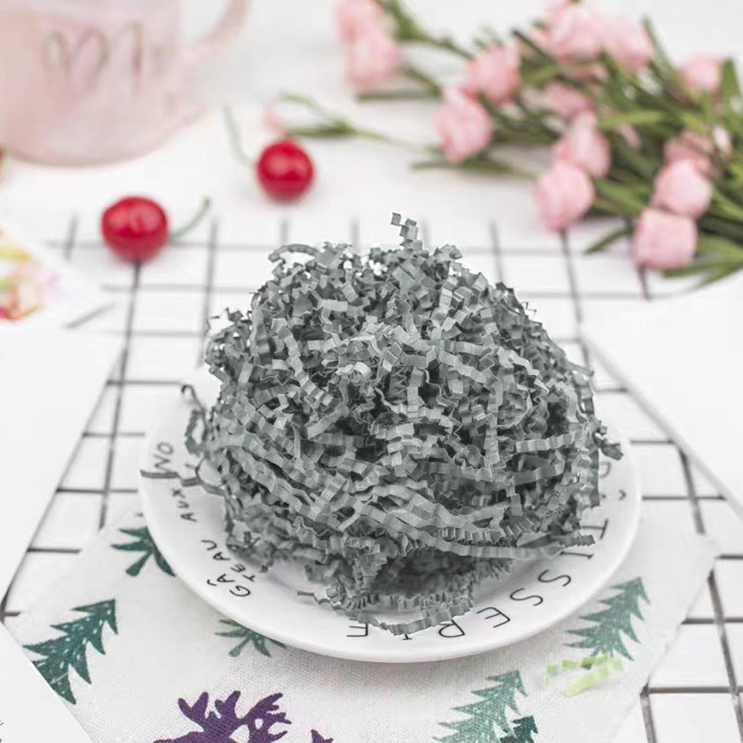 ZEBMOON 2 LB Light Grey Crinkle Cut Paper Shred Filler Great for Gift Wrapping, Basket Filling, Birthday, Wedding, Halloween, Thanksgiving, Christmas Day, New Year Party Decorations Filling Supplies - Image 4