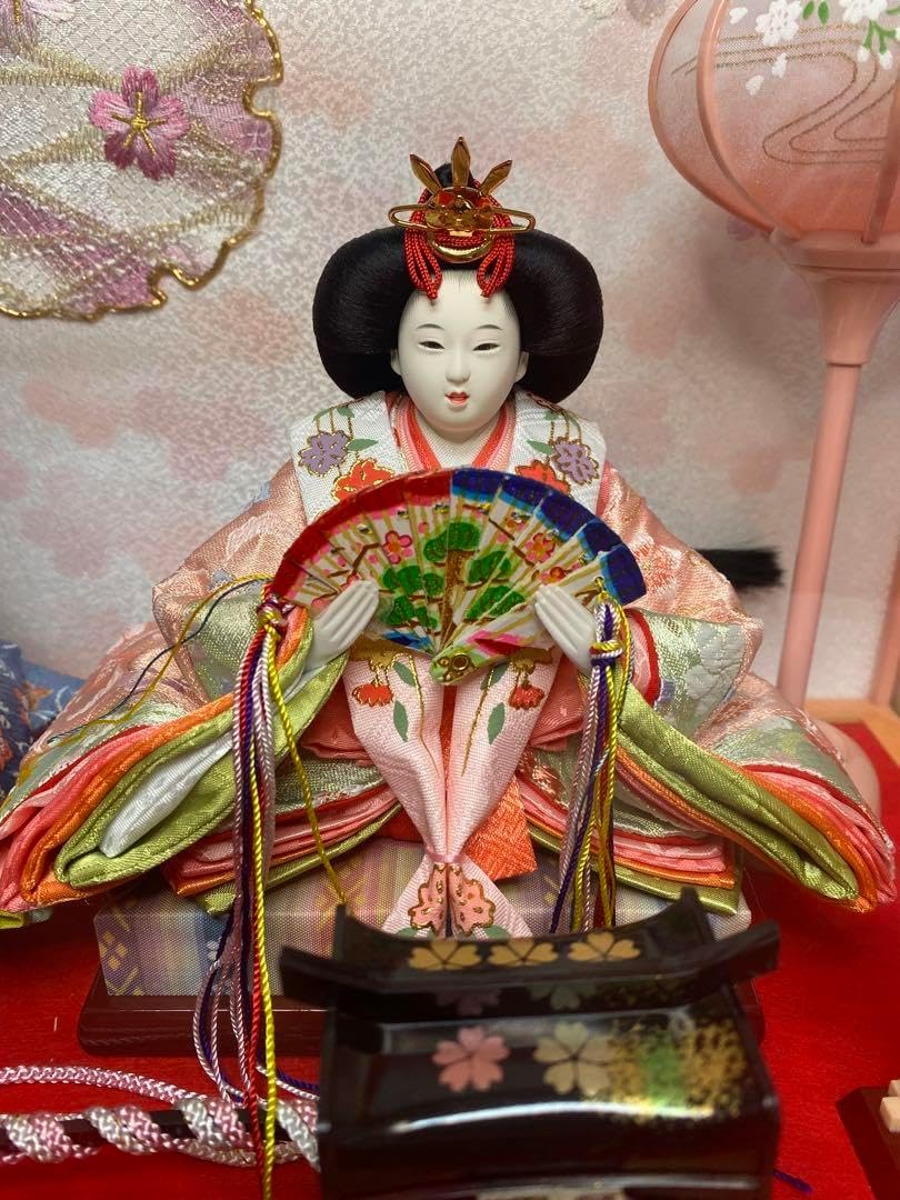 東京久月 雛人形親王五人飾りガラスケース入・間口約56×奥行約34