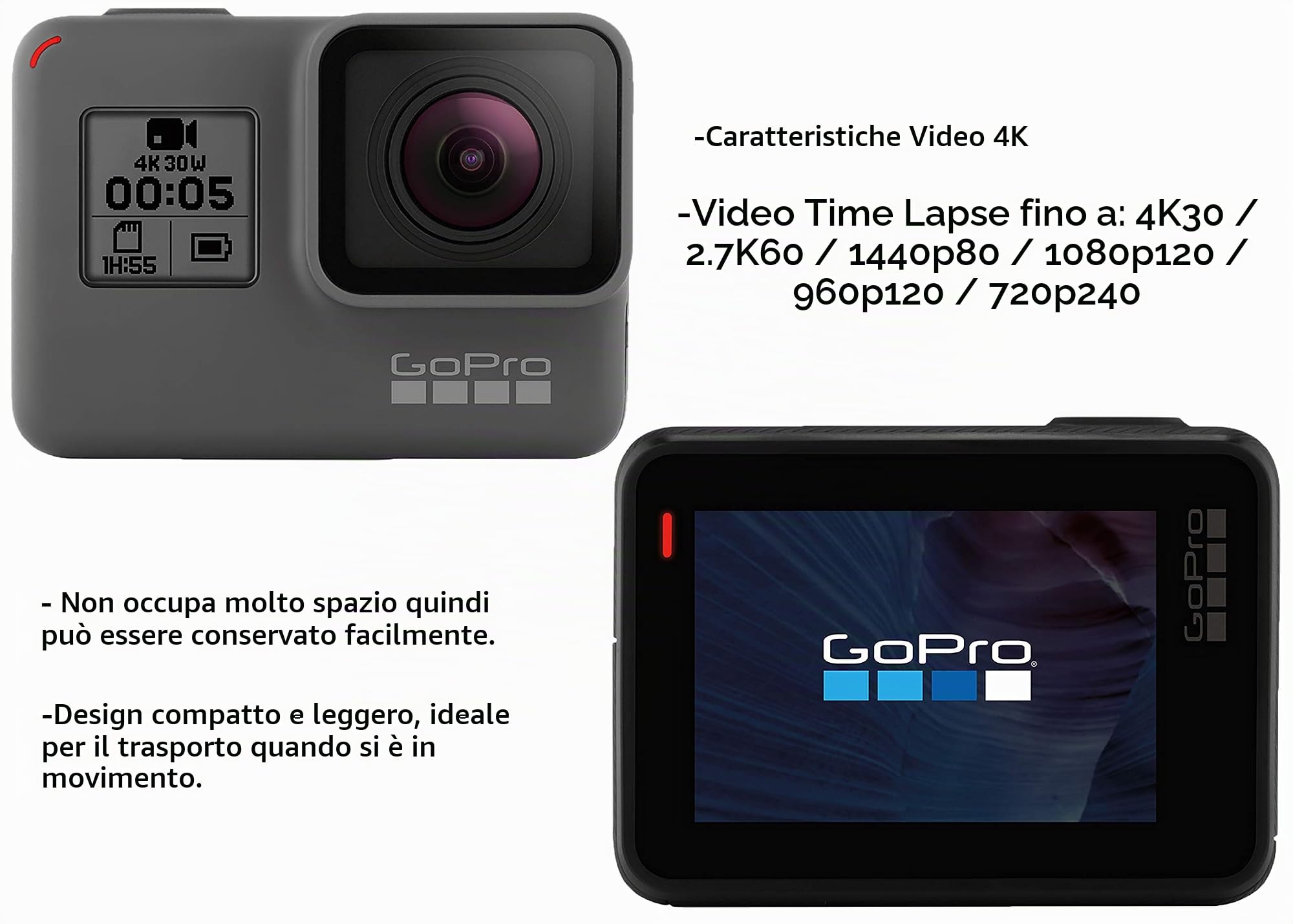 GoPro HERO5 Black Ricondizionata 4K UHD 2160p