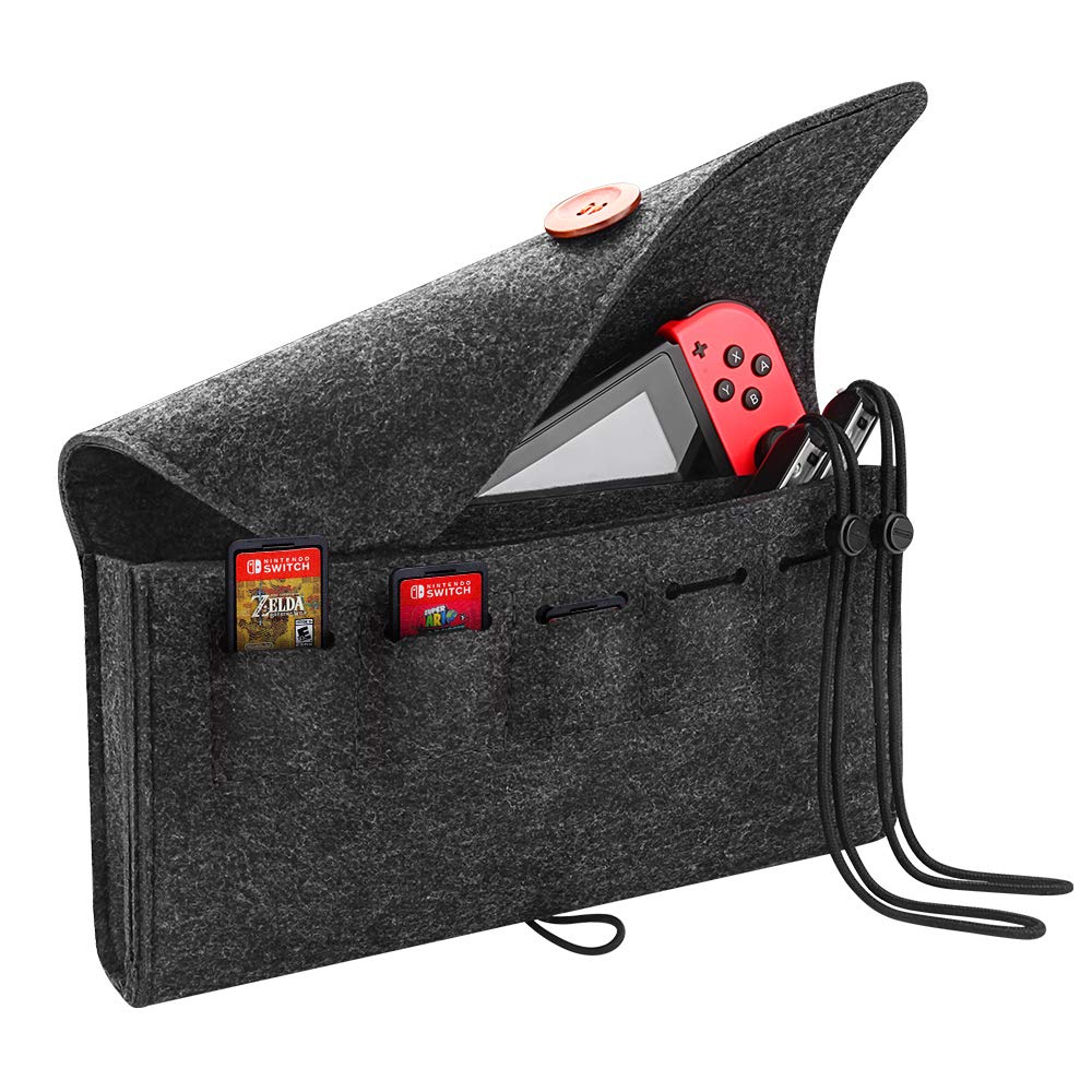 Nintendo Switch Sleeve with Game Card Holder, Portable Travel Carrying Case for Nintendo Switch. Dual-Layer & 5 Game Card Slots & Lightweight Design Also for Phone, Card, Joy-Con Strap etc